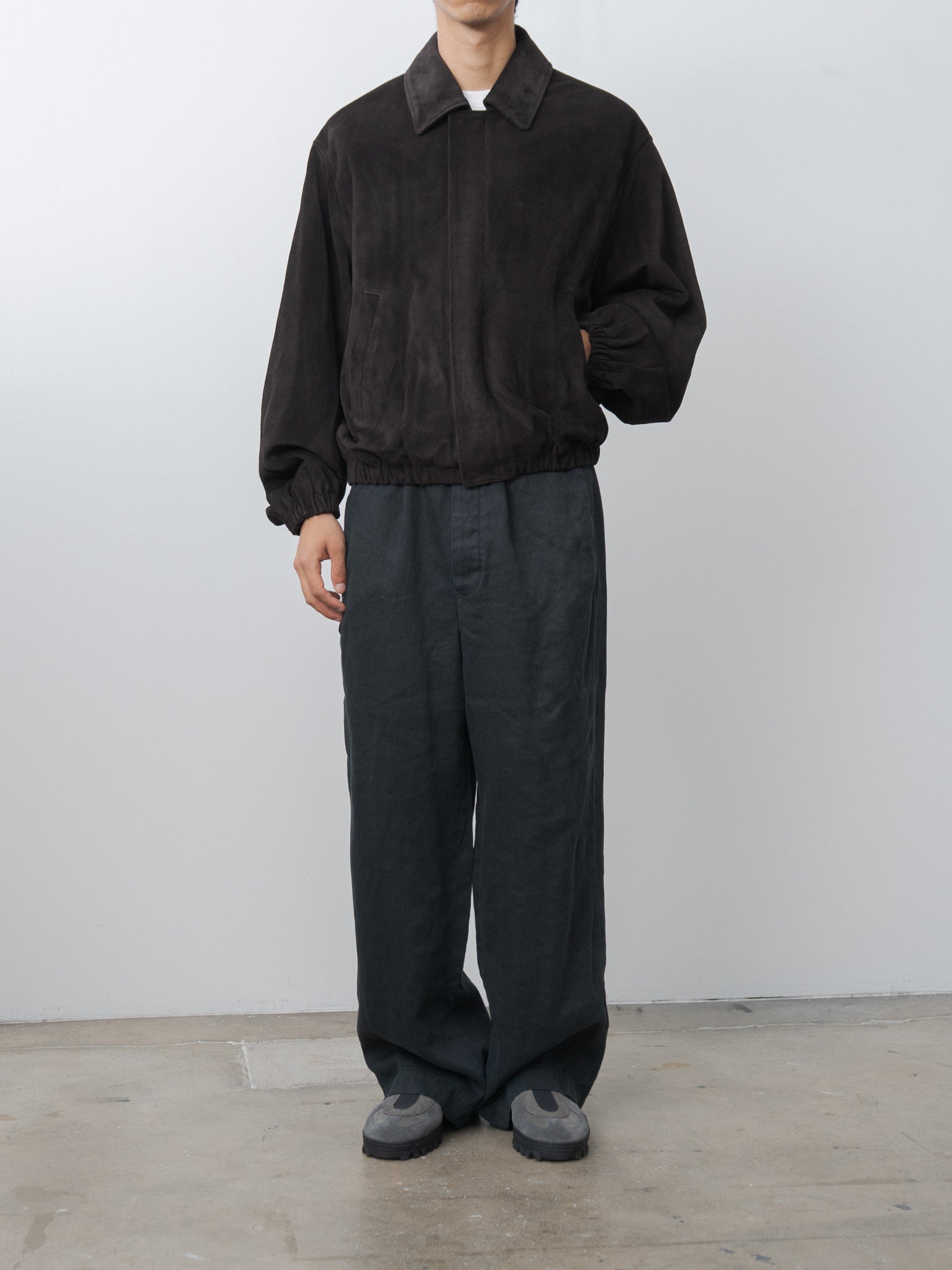Namu Shop - ssstein Suede Zip Short Jacket - Dark Brown