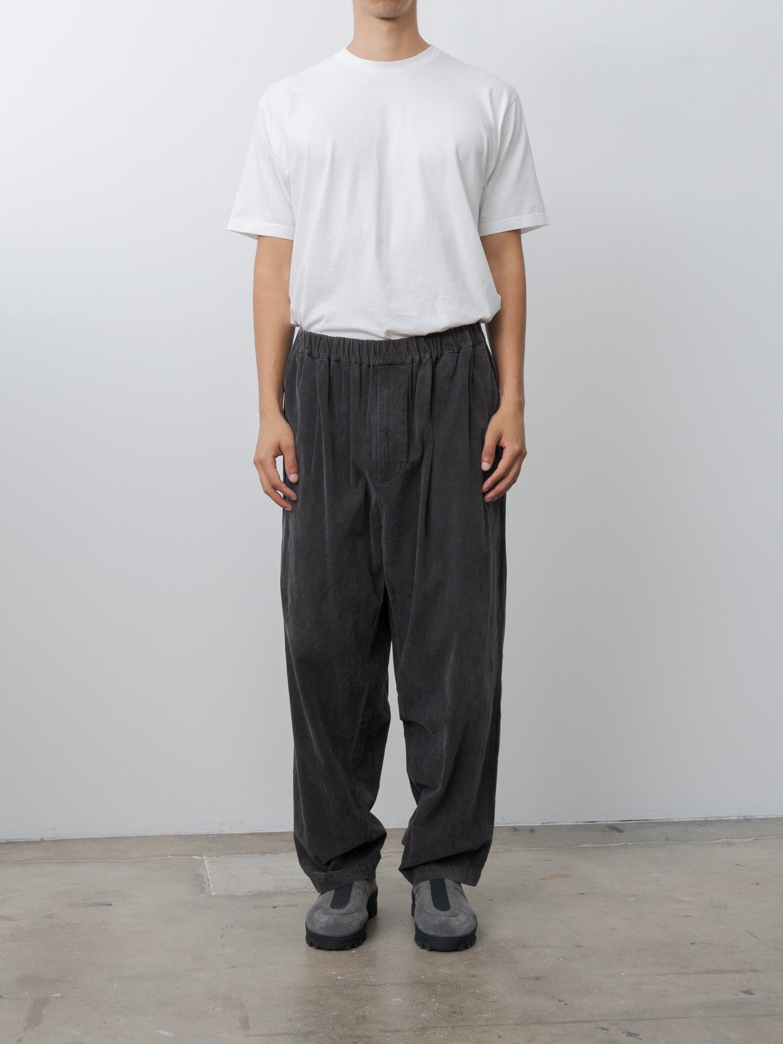 Namu Shop - Yoko Sakamoto Micro Corduroy Wide Easy Pants - Sumi Ink