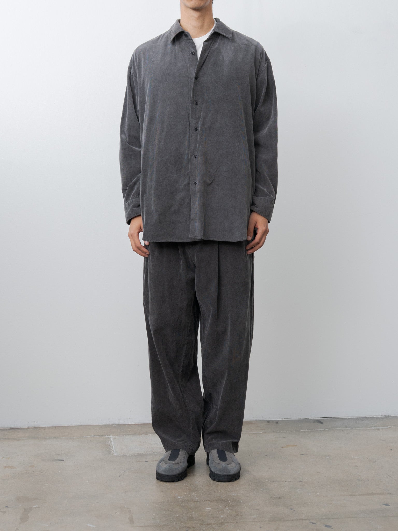 Namu Shop - Yoko Sakamoto Micro Corduroy Wide Easy Pants - Sumi Ink
