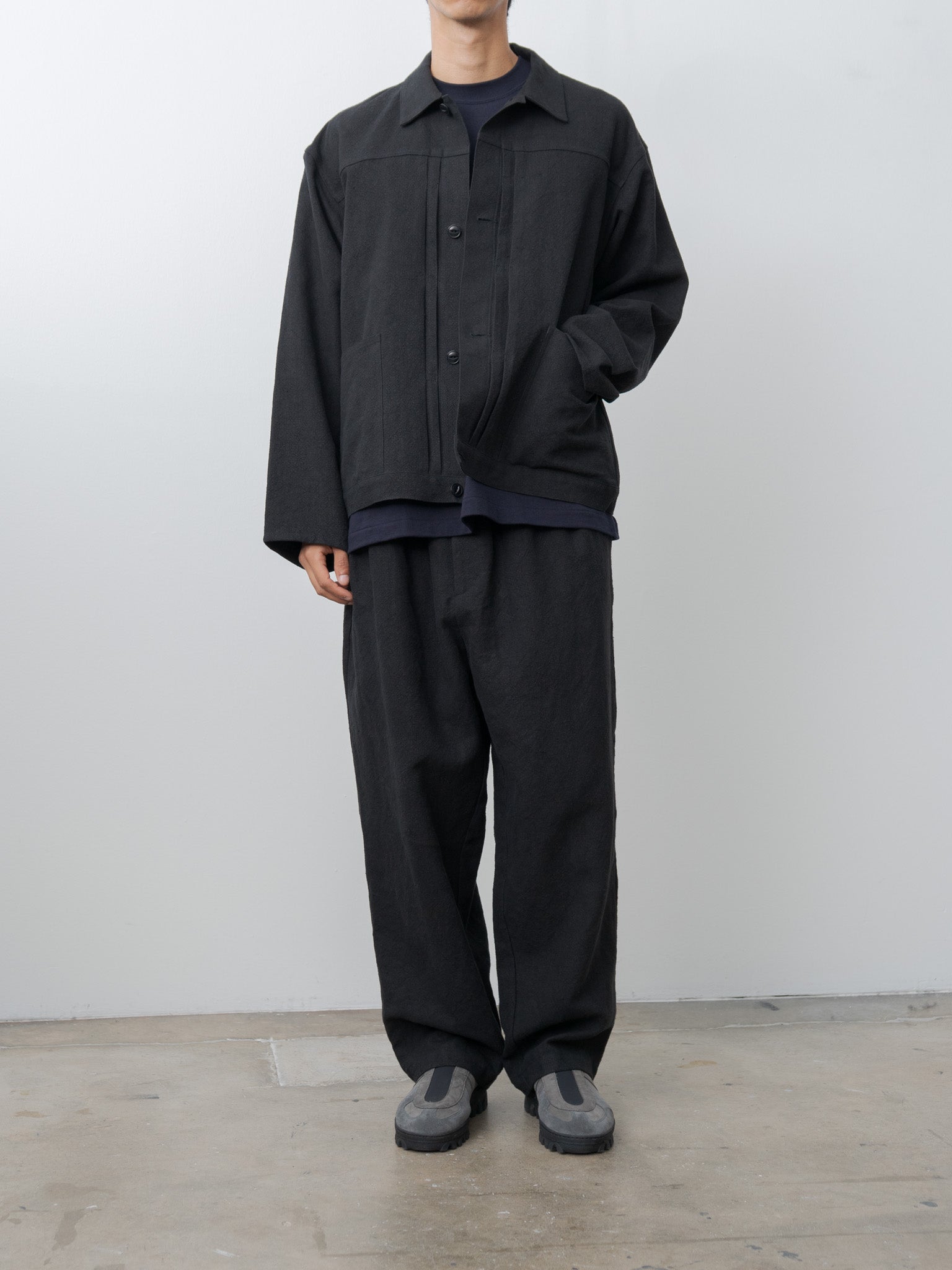 Namu Shop - Yoko Sakamoto Max High Count Hemp Pleats Jacket - Black