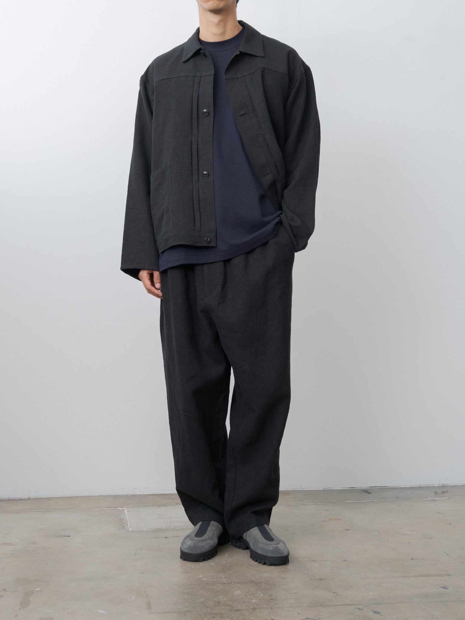 Namu Shop - Yoko Sakamoto Max High Count Hemp Pleats Jacket - Black