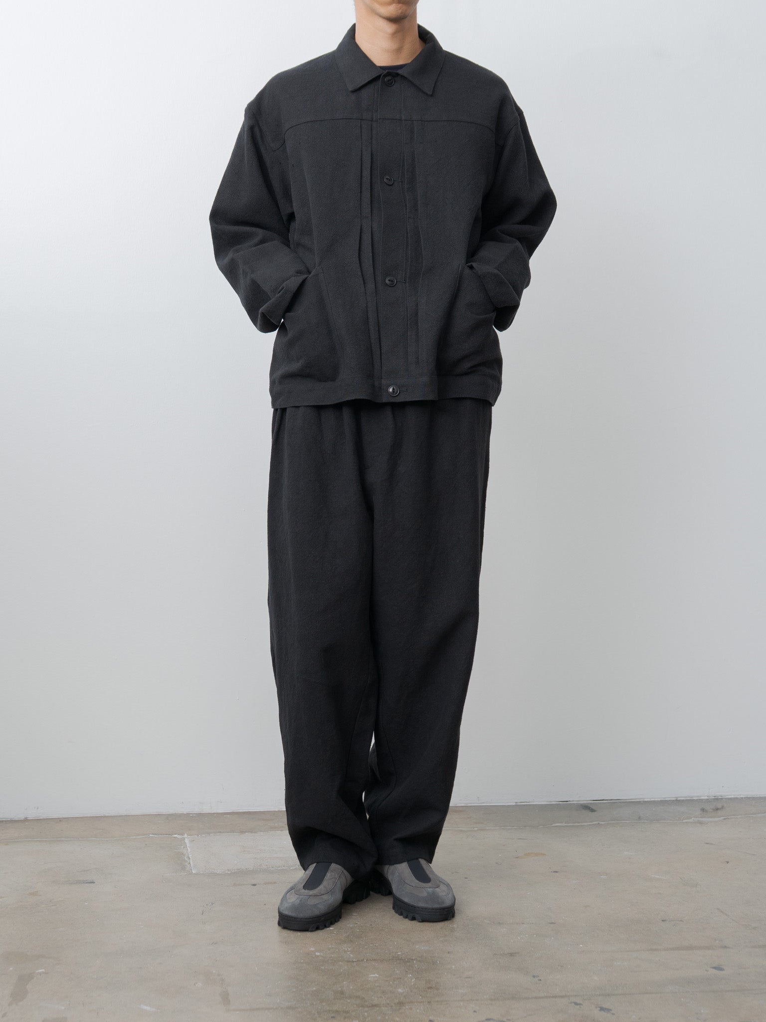 Namu Shop - Yoko Sakamoto Max High Count Hemp Pleats Jacket - Black