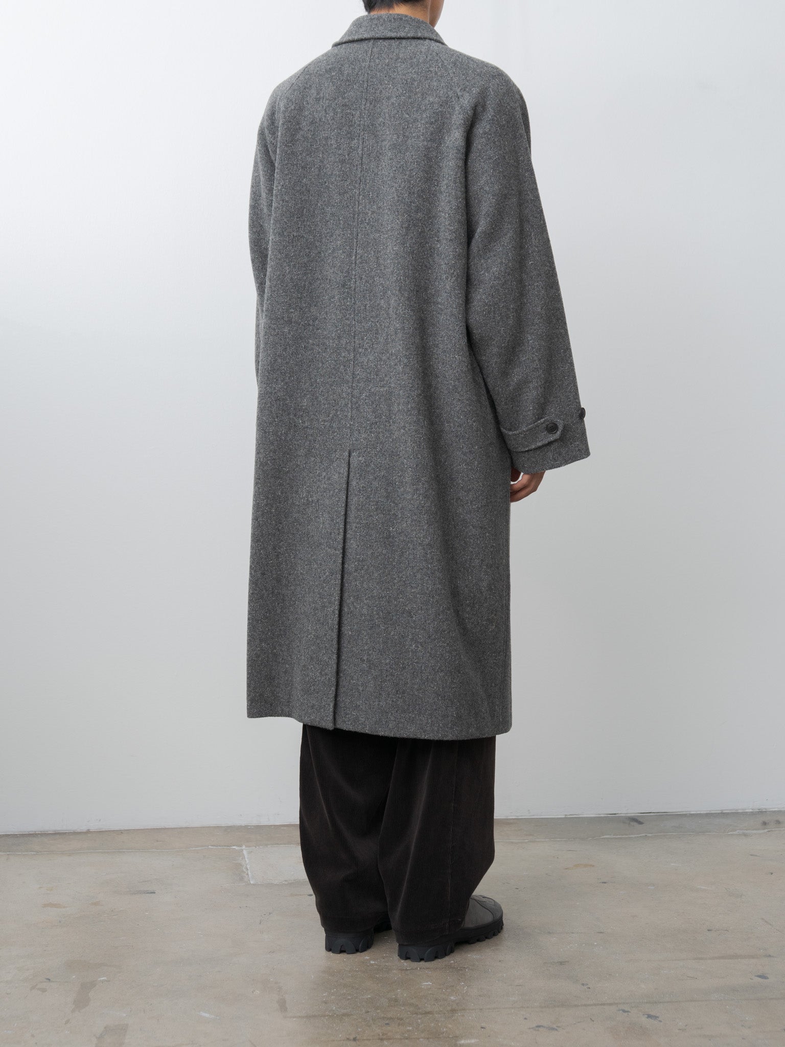Namu Shop - Yoko Sakamoto Kemp Melton Wool Bal Collar Coat - Charcoal Gray