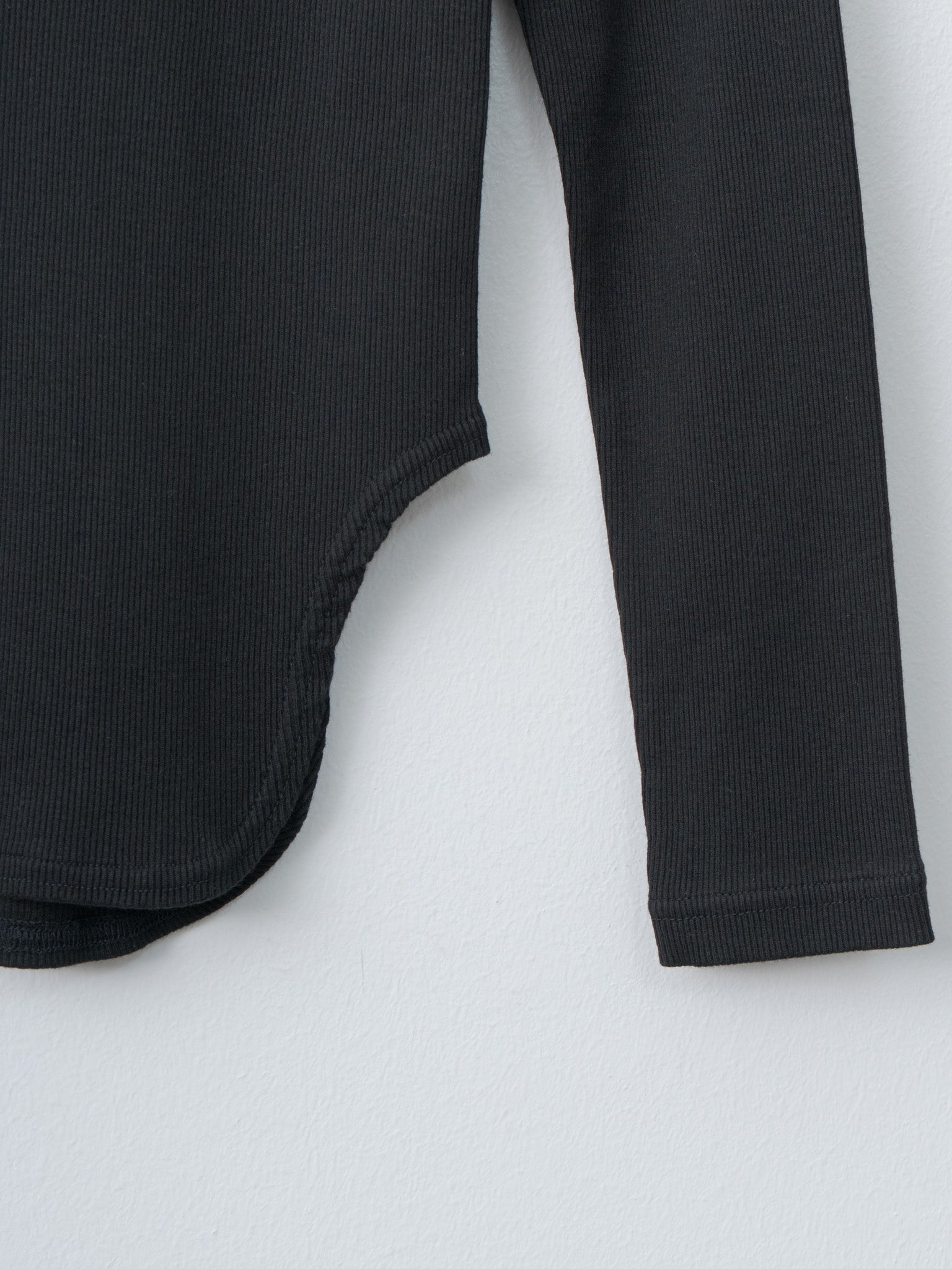 Namu Shop - Babaco Cotton/Silk Henley Neck Long Sleeve T-Shirt - Black