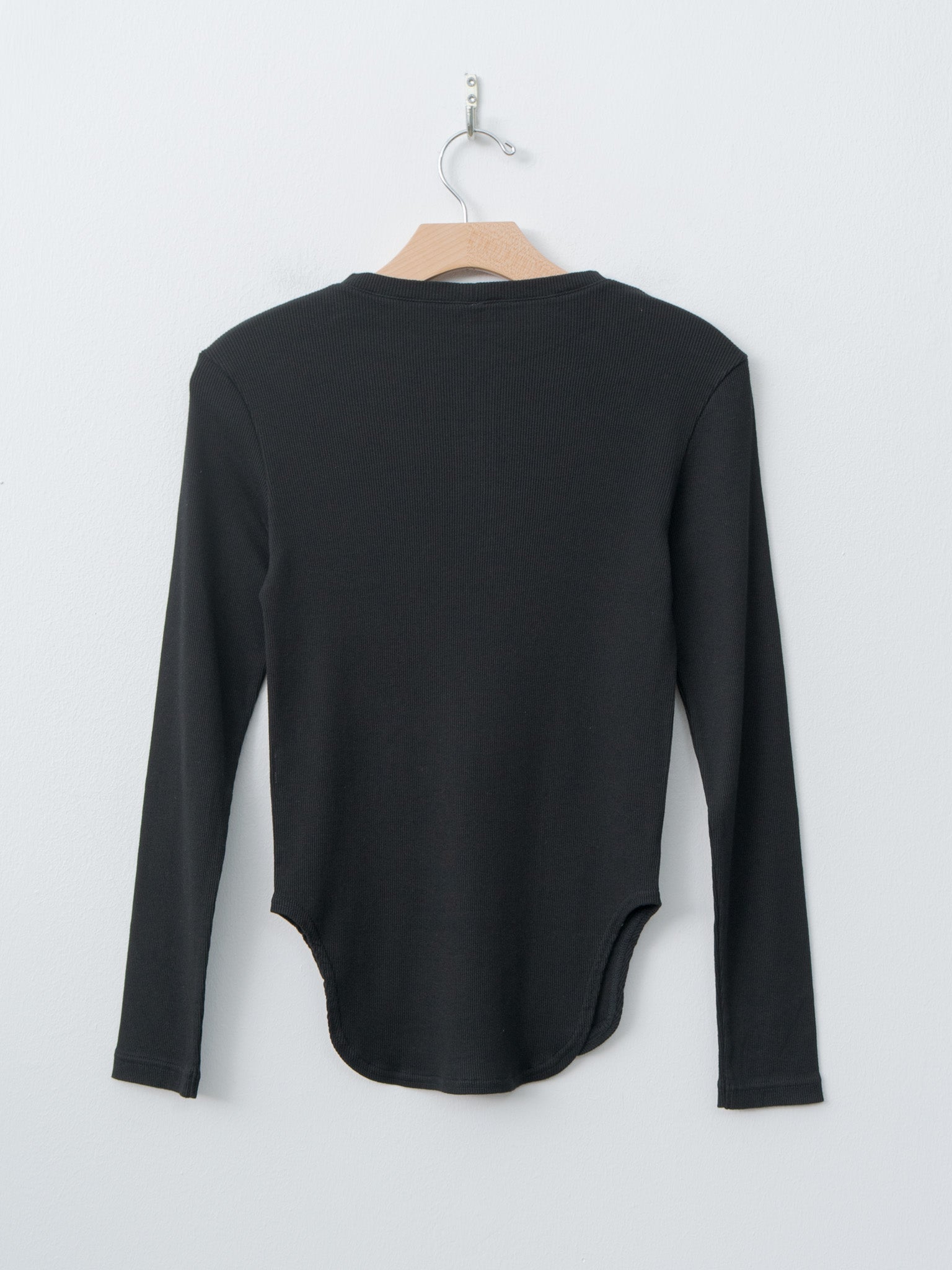 Namu Shop - Babaco Cotton/Silk Henley Neck Long Sleeve T-Shirt - Black