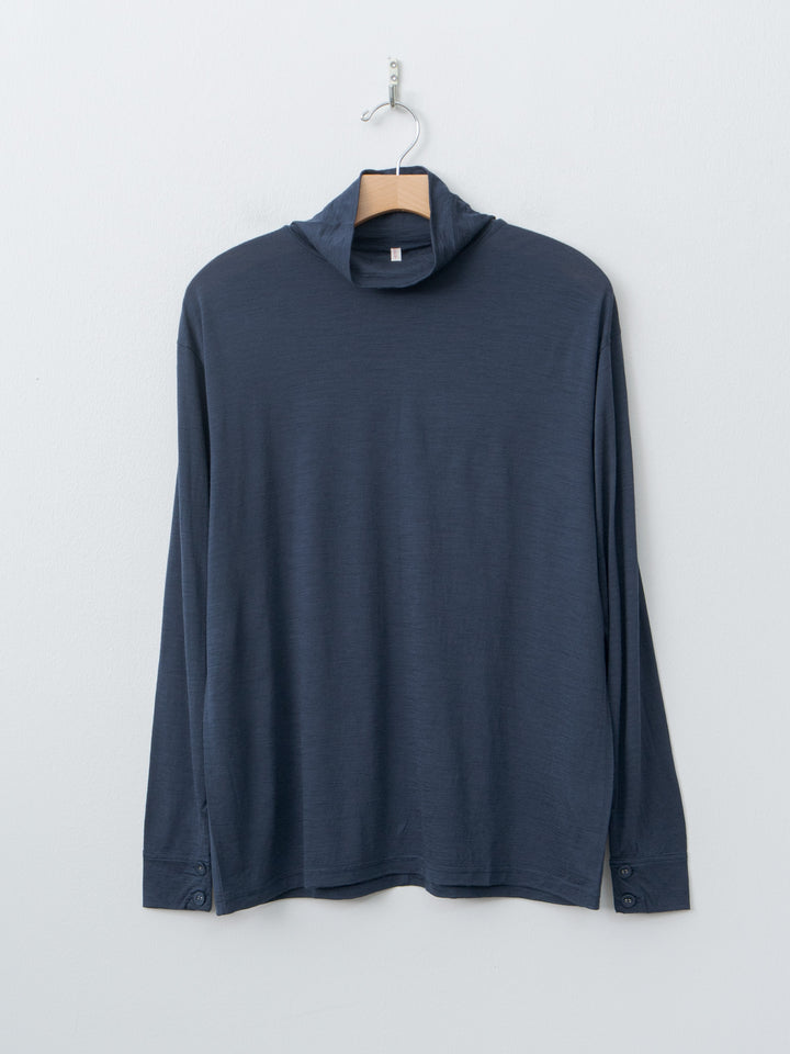 Namu Shop - Babaco Wool Jersey High Neck Pullover - Navy