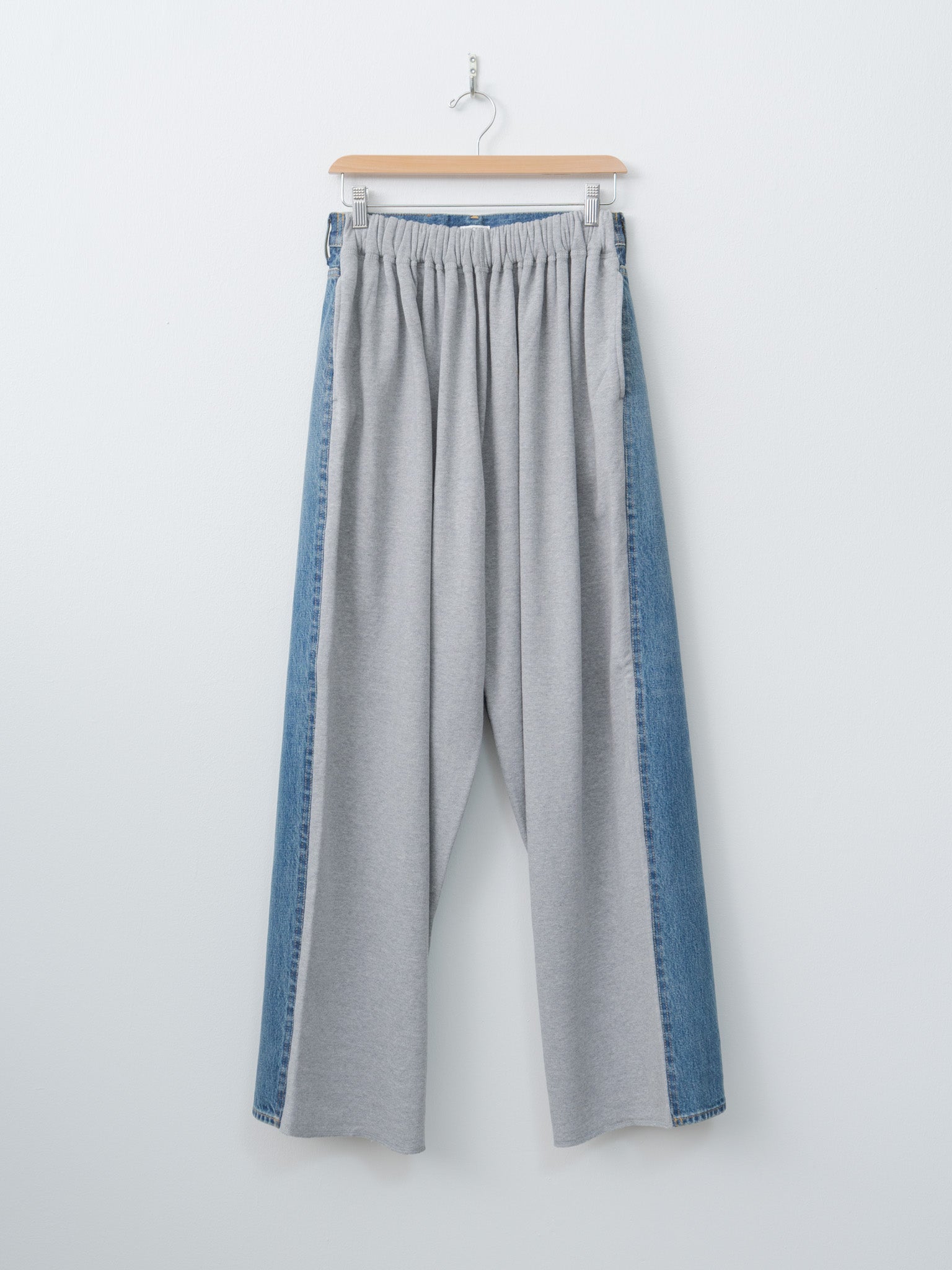 Namu Shop - Inscrire Hybrid Sweat Denim Pants - Blue Used x Light Gray