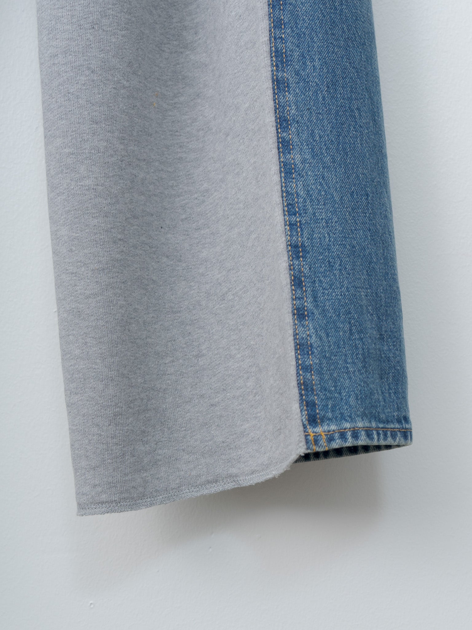 Namu Shop - Inscrire Hybrid Sweat Denim Pants - Blue Used x Light Gray