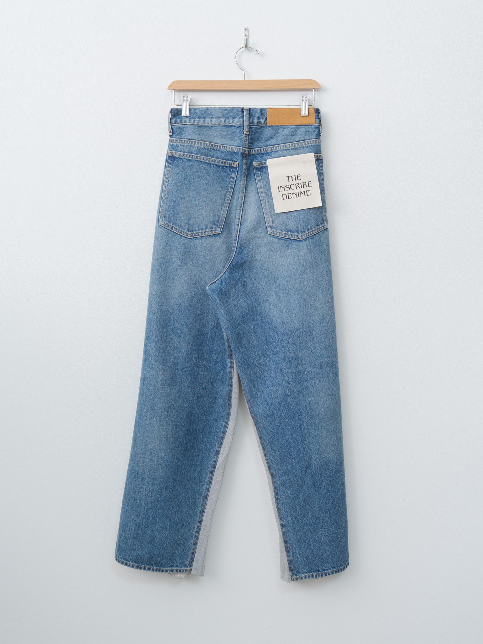 Namu Shop - Inscrire Hybrid Sweat Denim Pants - Blue Used x Light Gray