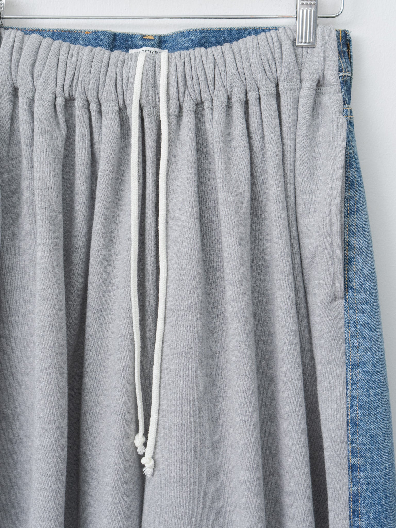 Namu Shop - Inscrire Hybrid Sweat Denim Pants - Blue Used x Light Gray