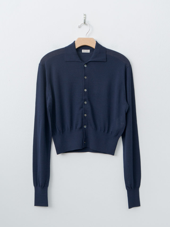 Namu Shop - Inscrire Wool Polo Cardigan - Navy