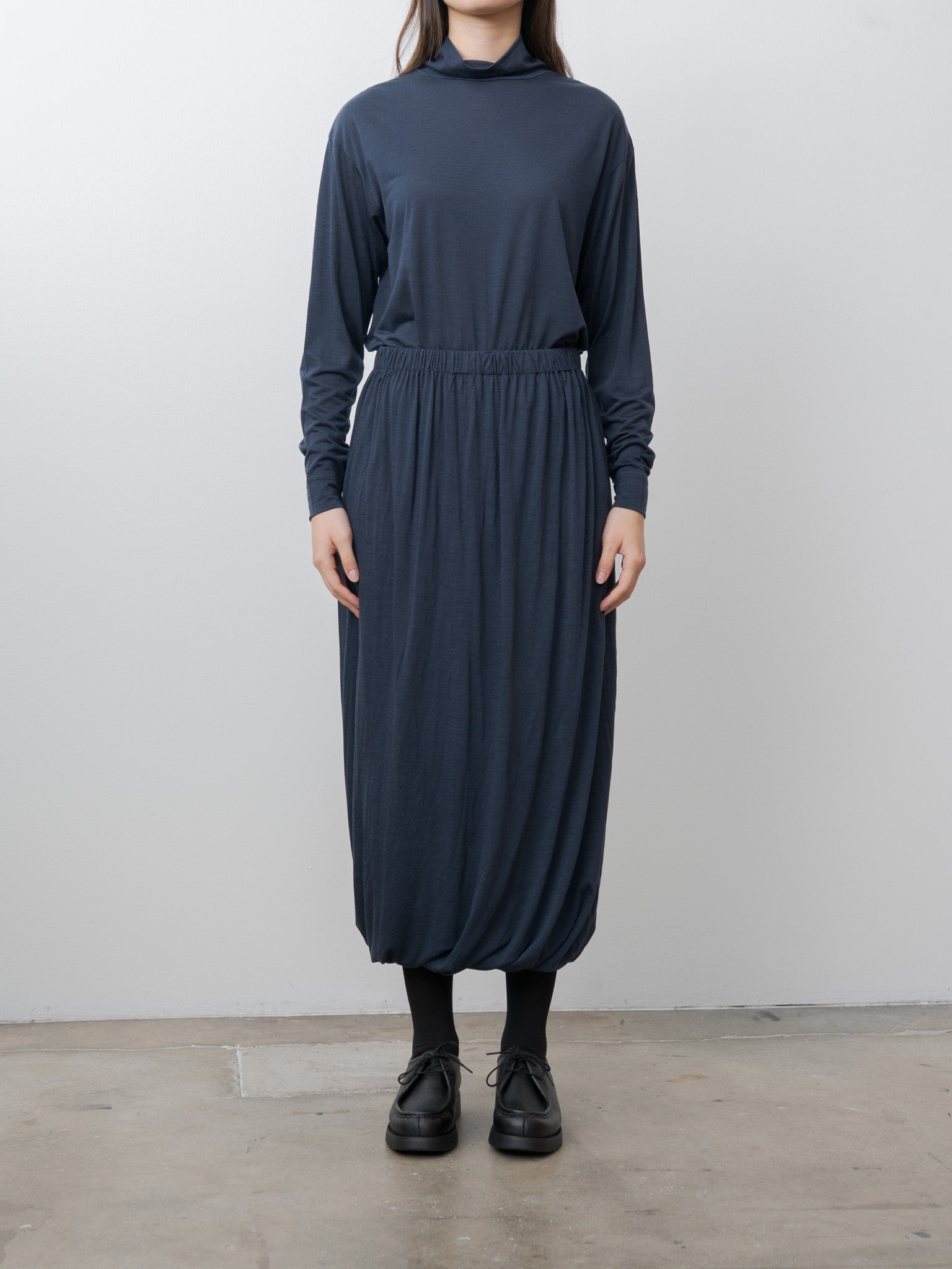 Namu Shop - Babaco Wool Jersey High Neck Pullover - Navy