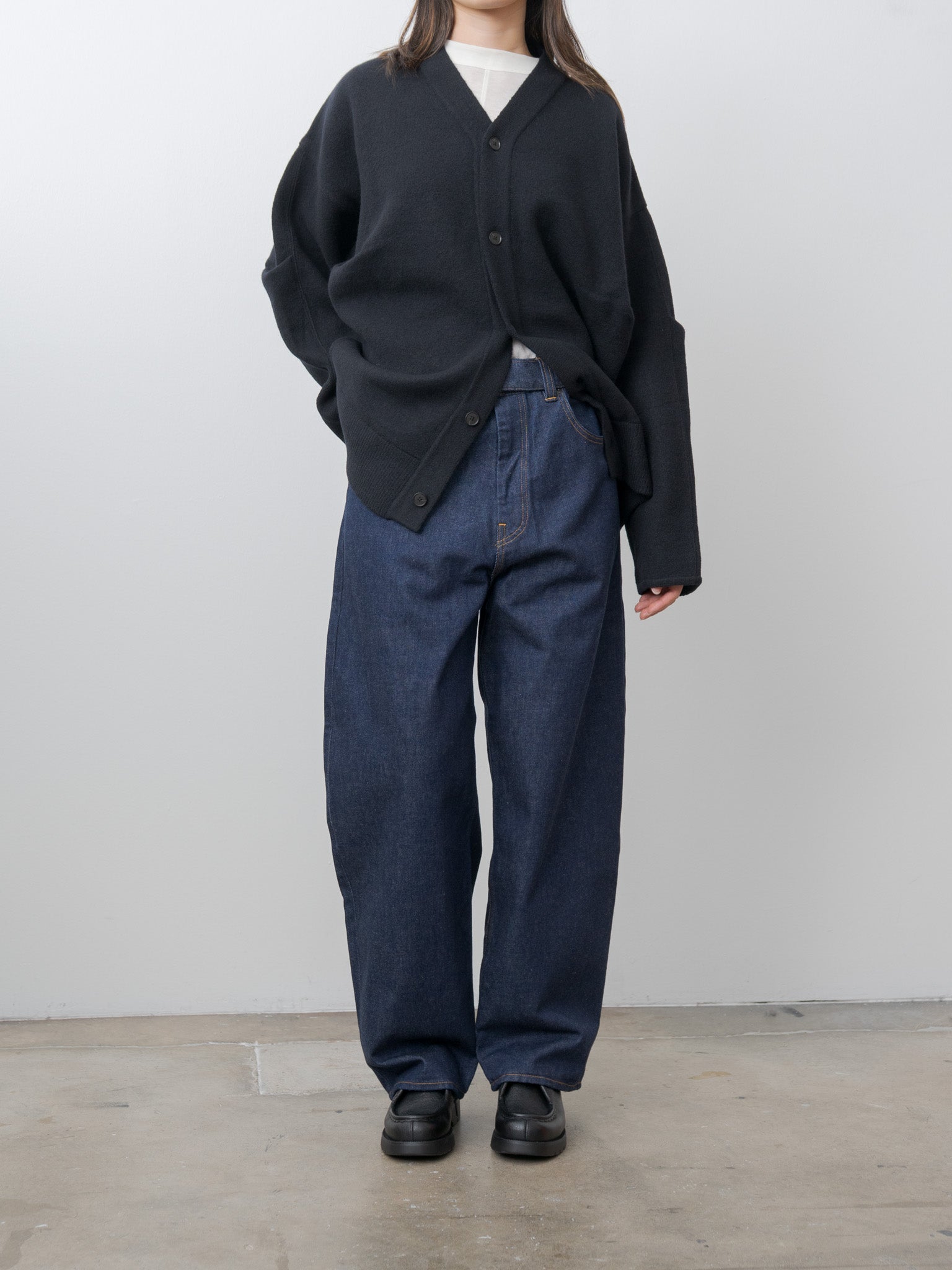 Namu Shop - ssstein Extra Fine Wool Knit Tucked Cardigan Coatigan - Black