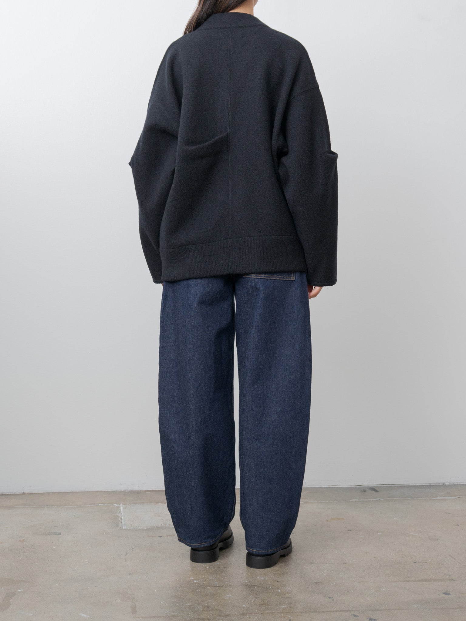 Namu Shop - ssstein Extra Fine Wool Knit Tucked Cardigan Coatigan - Black