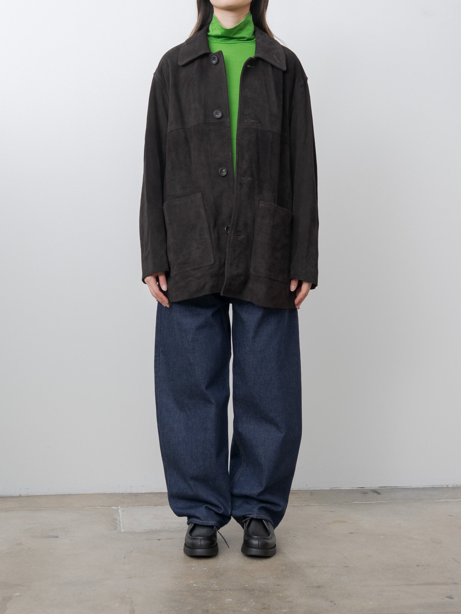 Namu Shop - ssstein Suede Zip Car Jacket - Dark Brown