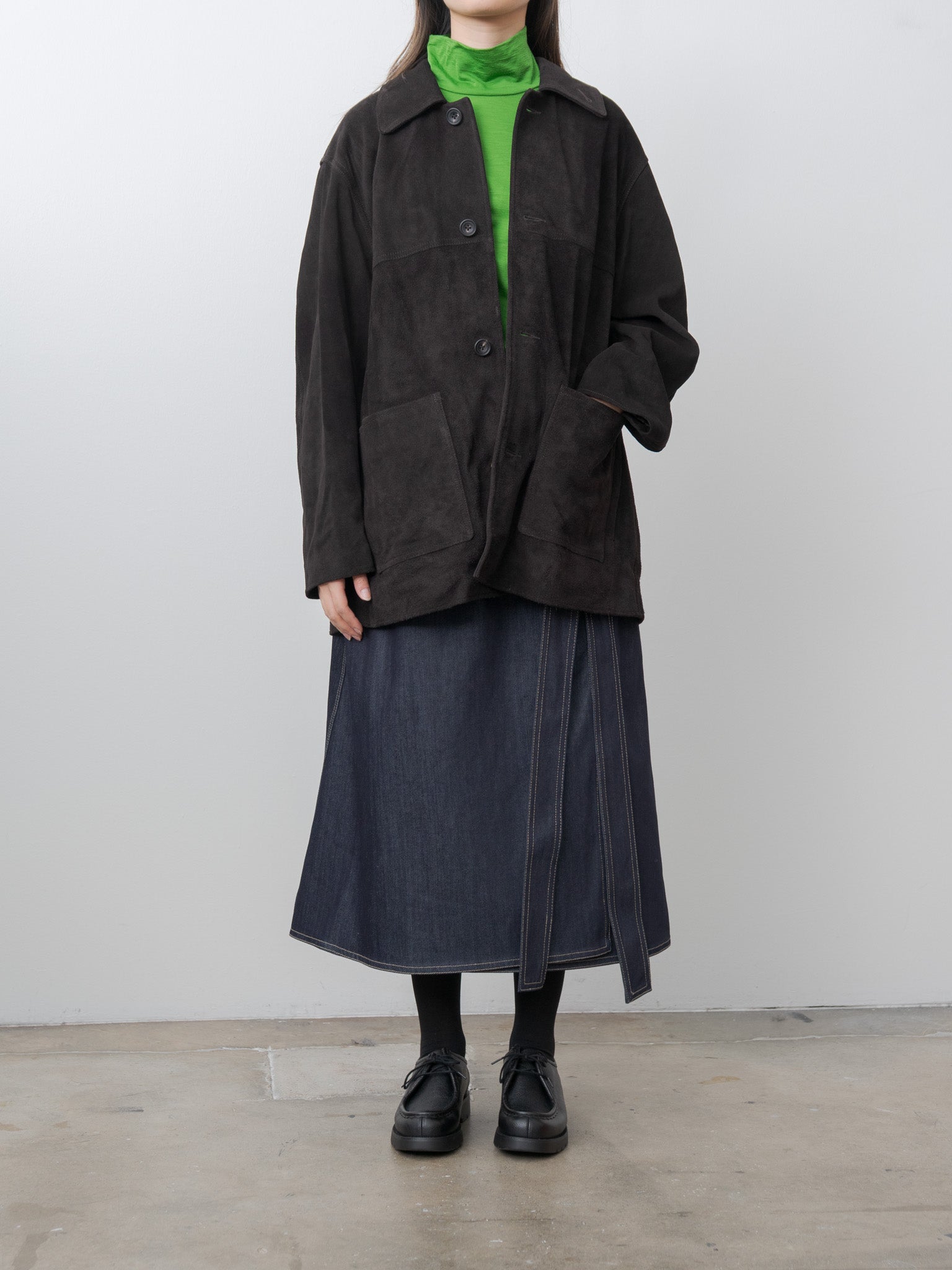 Namu Shop - ssstein Suede Zip Car Jacket - Dark Brown