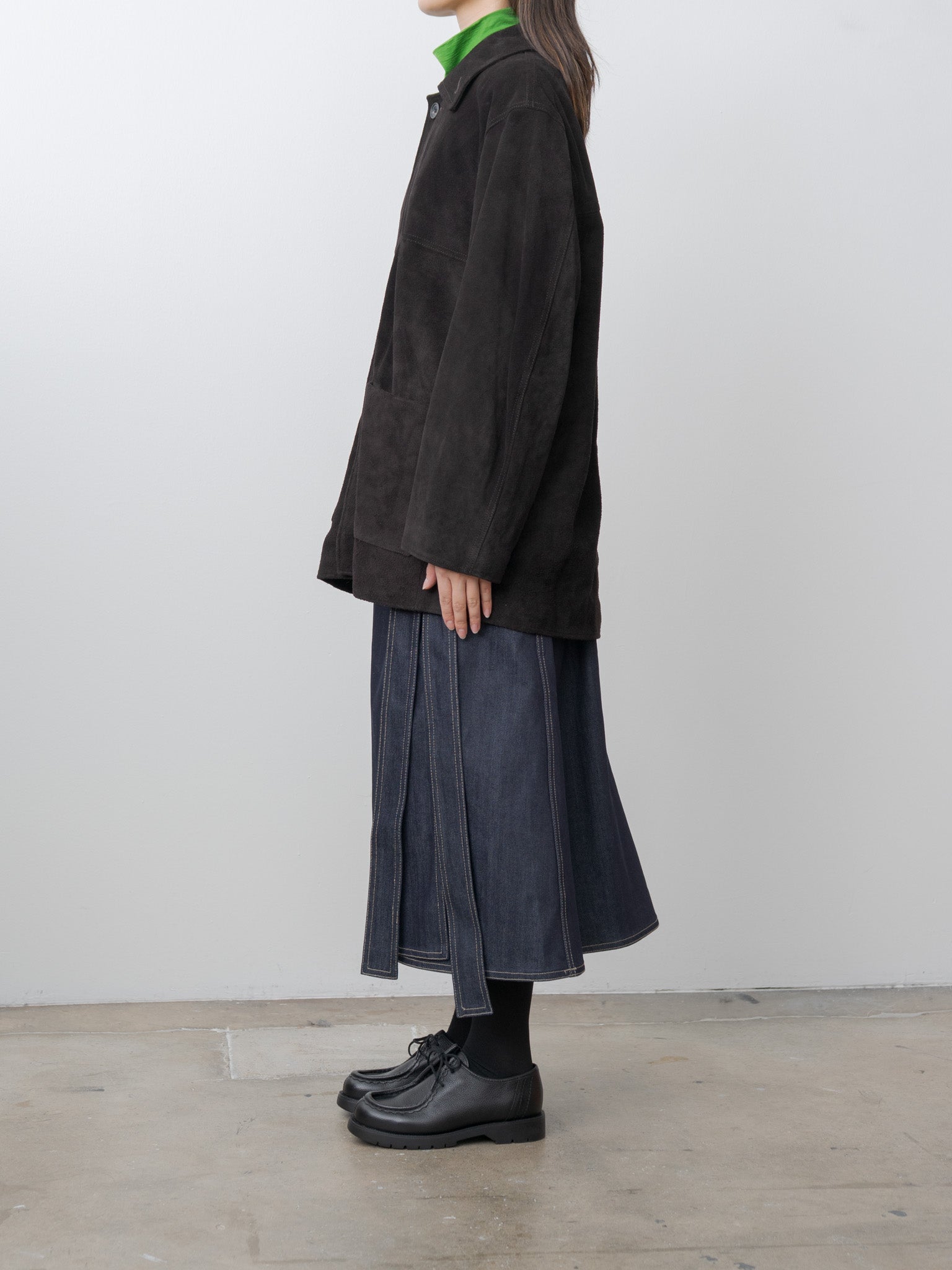 Namu Shop - ssstein Suede Zip Car Jacket - Dark Brown
