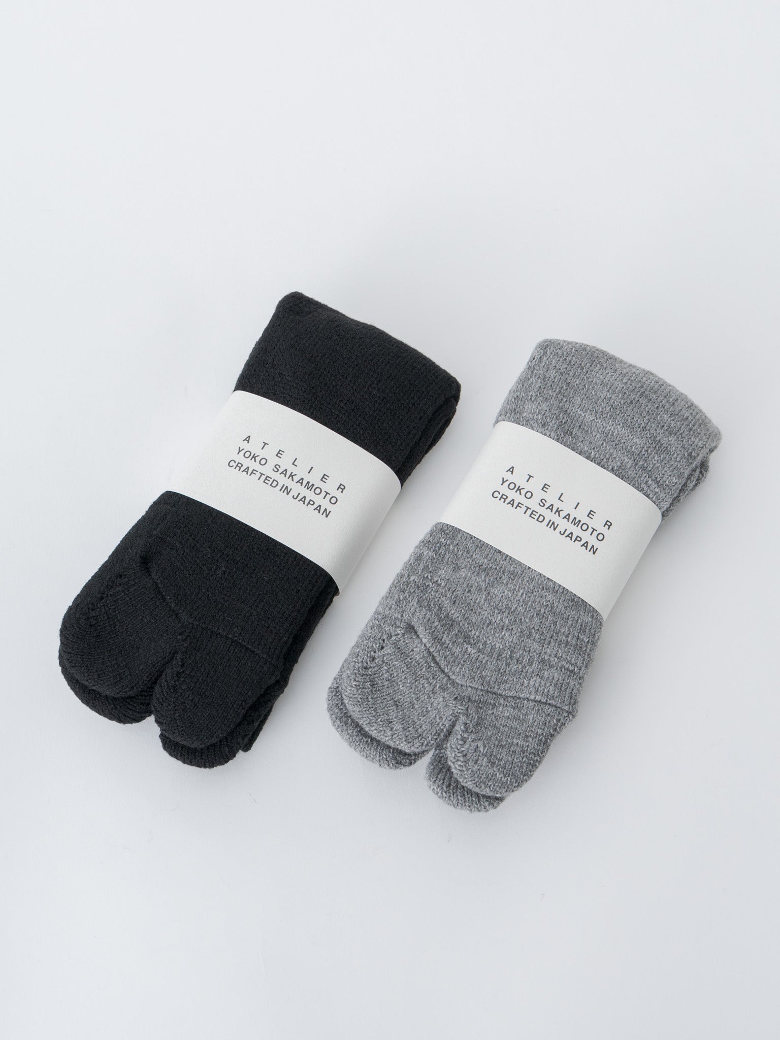 Namu Shop - Yoko Sakamoto Tabi Pile Socks Wool - Black, Heather Gray