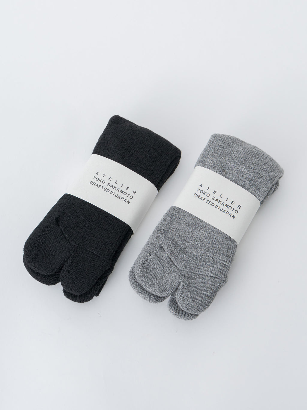 Namu Shop - Yoko Sakamoto Tabi Pile Socks Wool - Black, Heather Gray