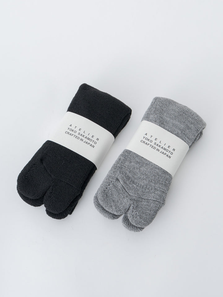 Namu Shop - Yoko Sakamoto Tabi Pile Socks Wool - Black, Heather Gray