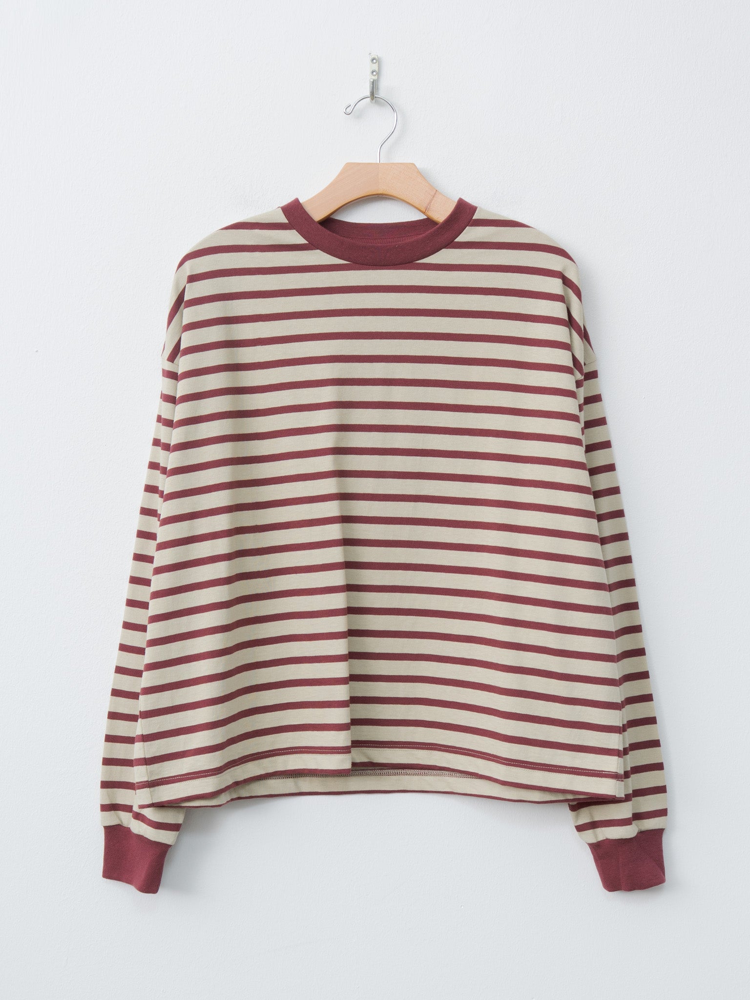 Namu Shop - Veritecoeur Cotton Border L/S - Beige x Bordeaux
