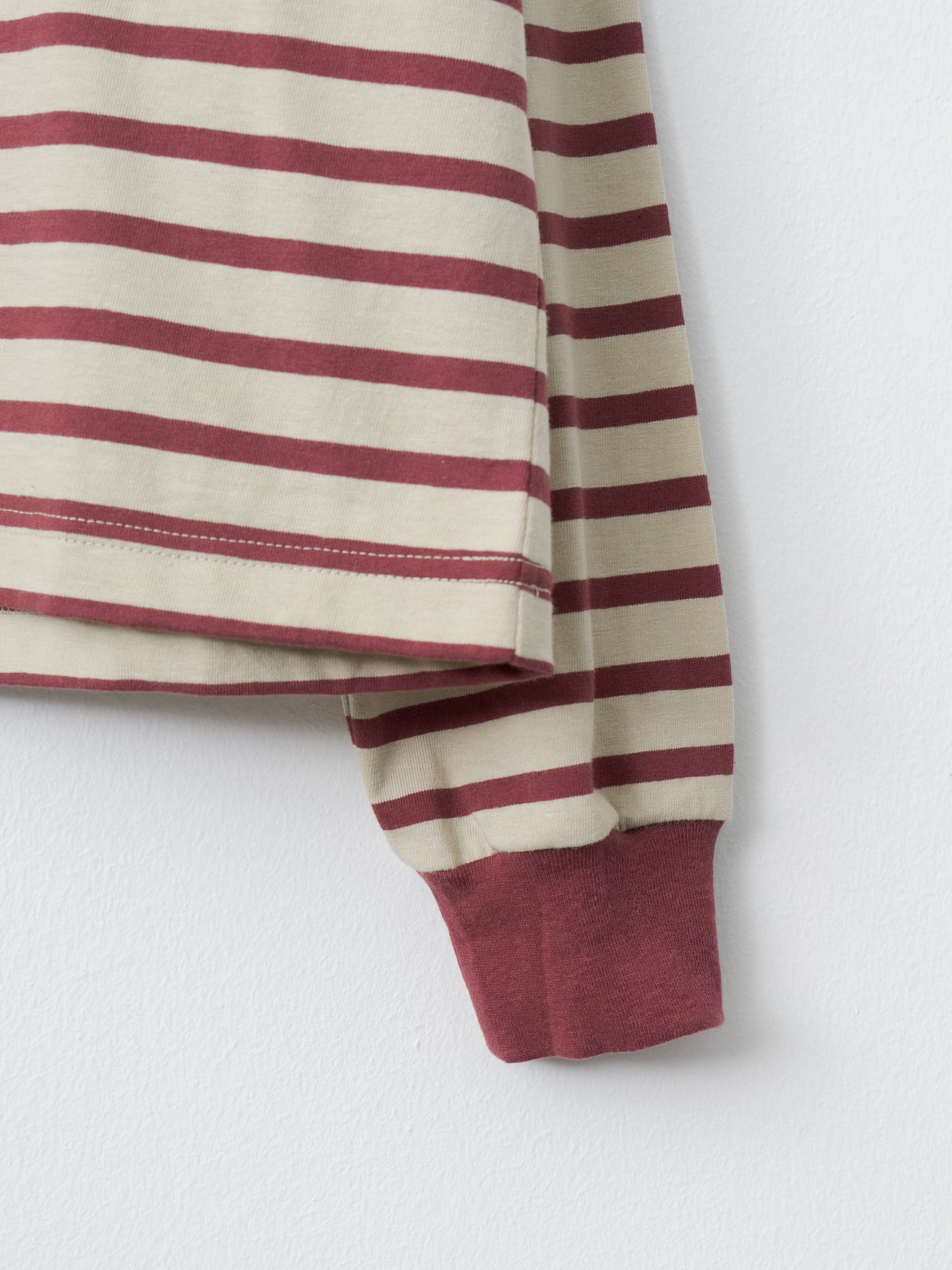 Namu Shop - Veritecoeur Cotton Border L/S - Beige x Bordeaux