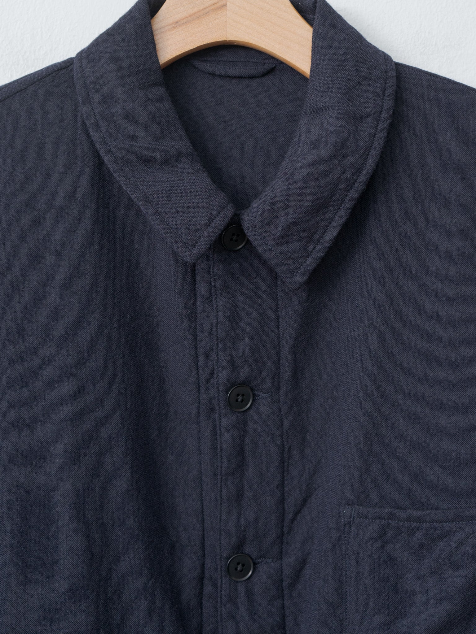 Namu Shop - Kaptain Sunshine Wool Gauze Work Shirt Jacket - Navy
