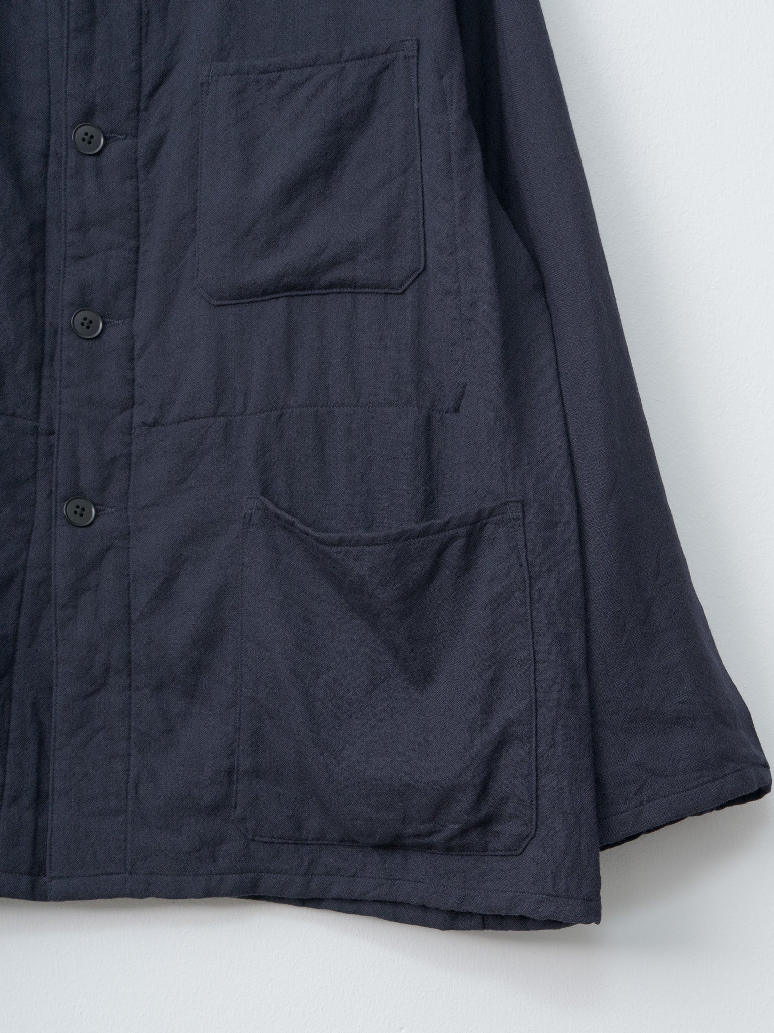Namu Shop - Kaptain Sunshine Wool Gauze Work Shirt Jacket - Navy