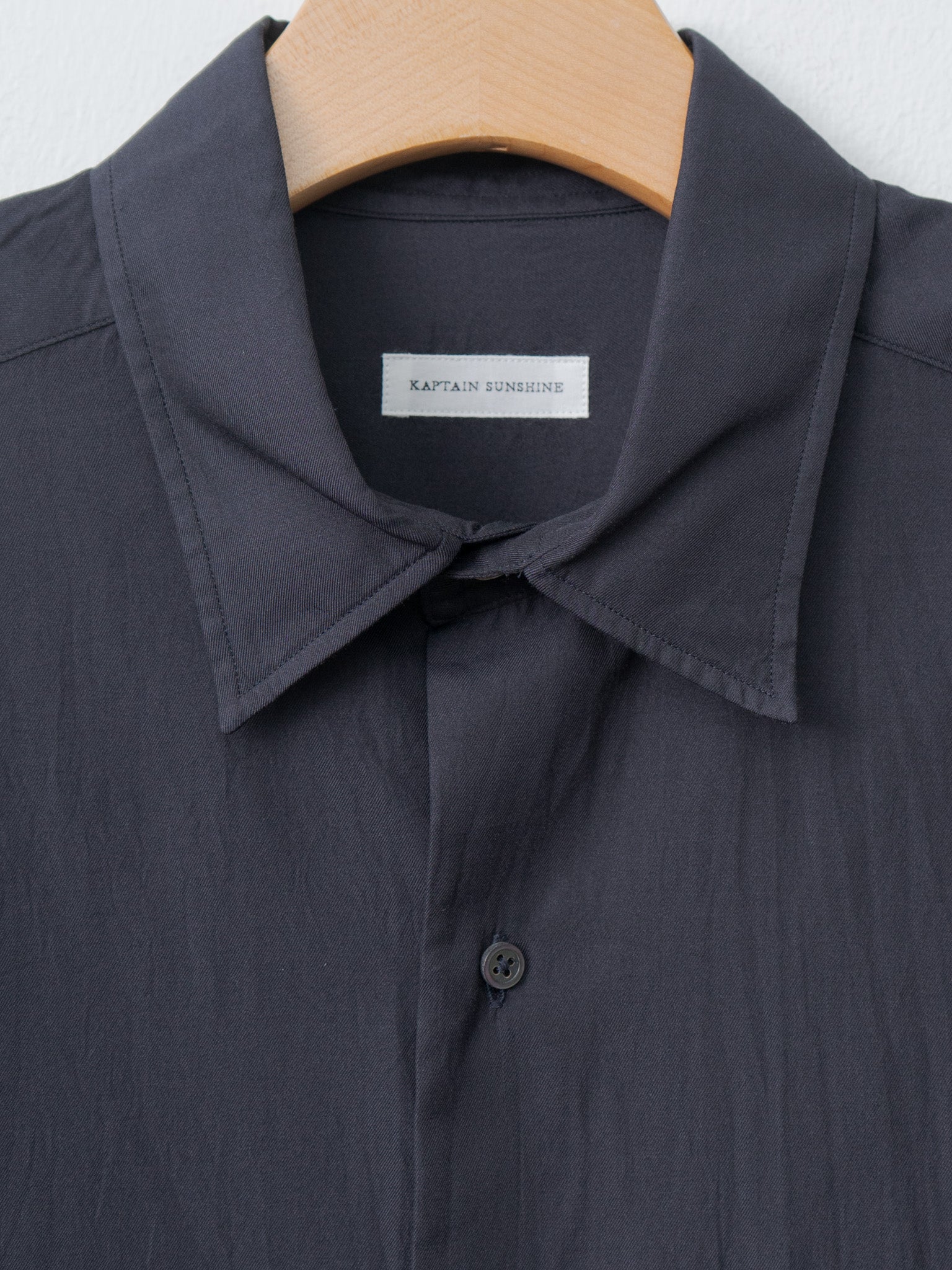 Namu Shop - Kaptain Sunshine Cotton Silk Regular Collared Shirt - Navy