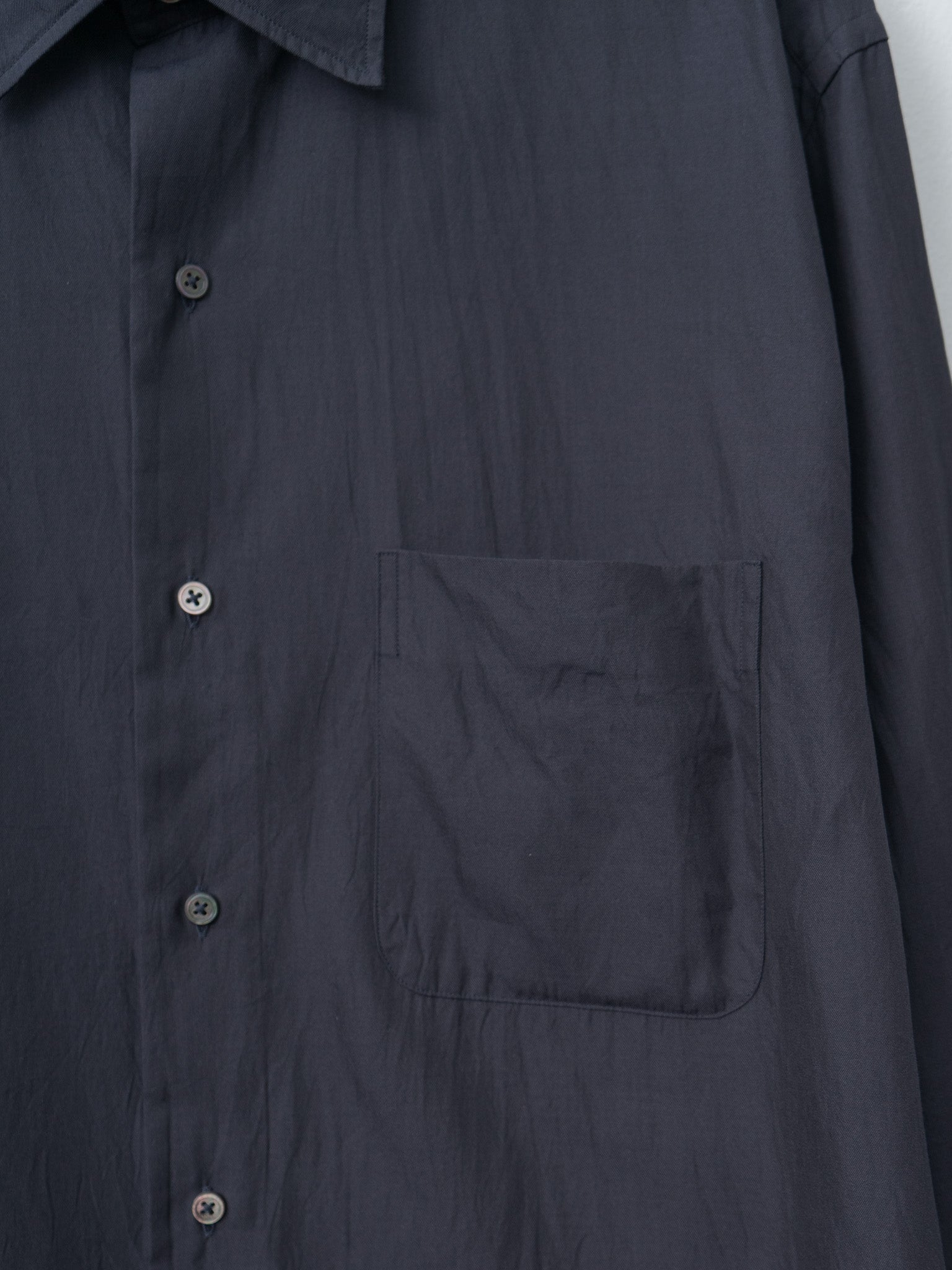 Namu Shop - Kaptain Sunshine Cotton Silk Regular Collared Shirt - Navy