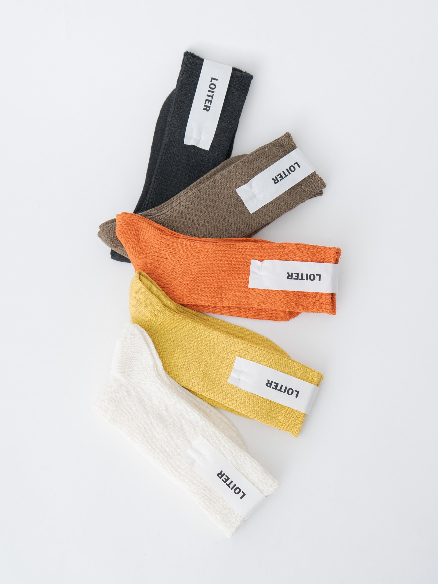 Namu Shop - Ichi Antiquites Linen Rib Socks - Black, Mocha, Orange, Yellow, White