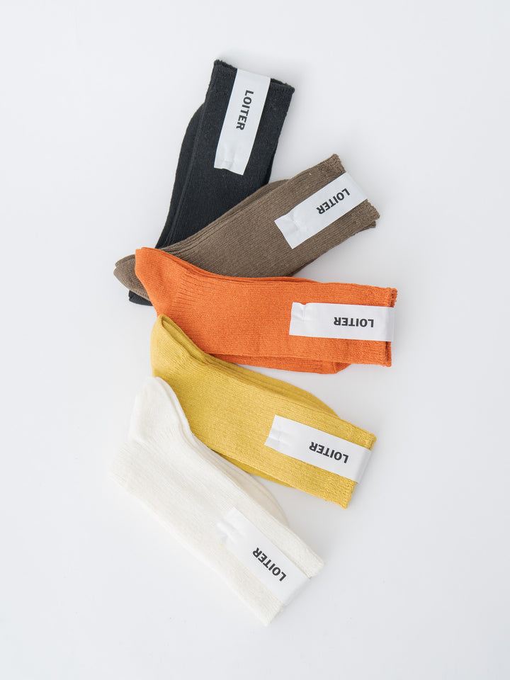 Namu Shop - Ichi Antiquites Linen Rib Socks - Black, Mocha, Orange, Yellow, White