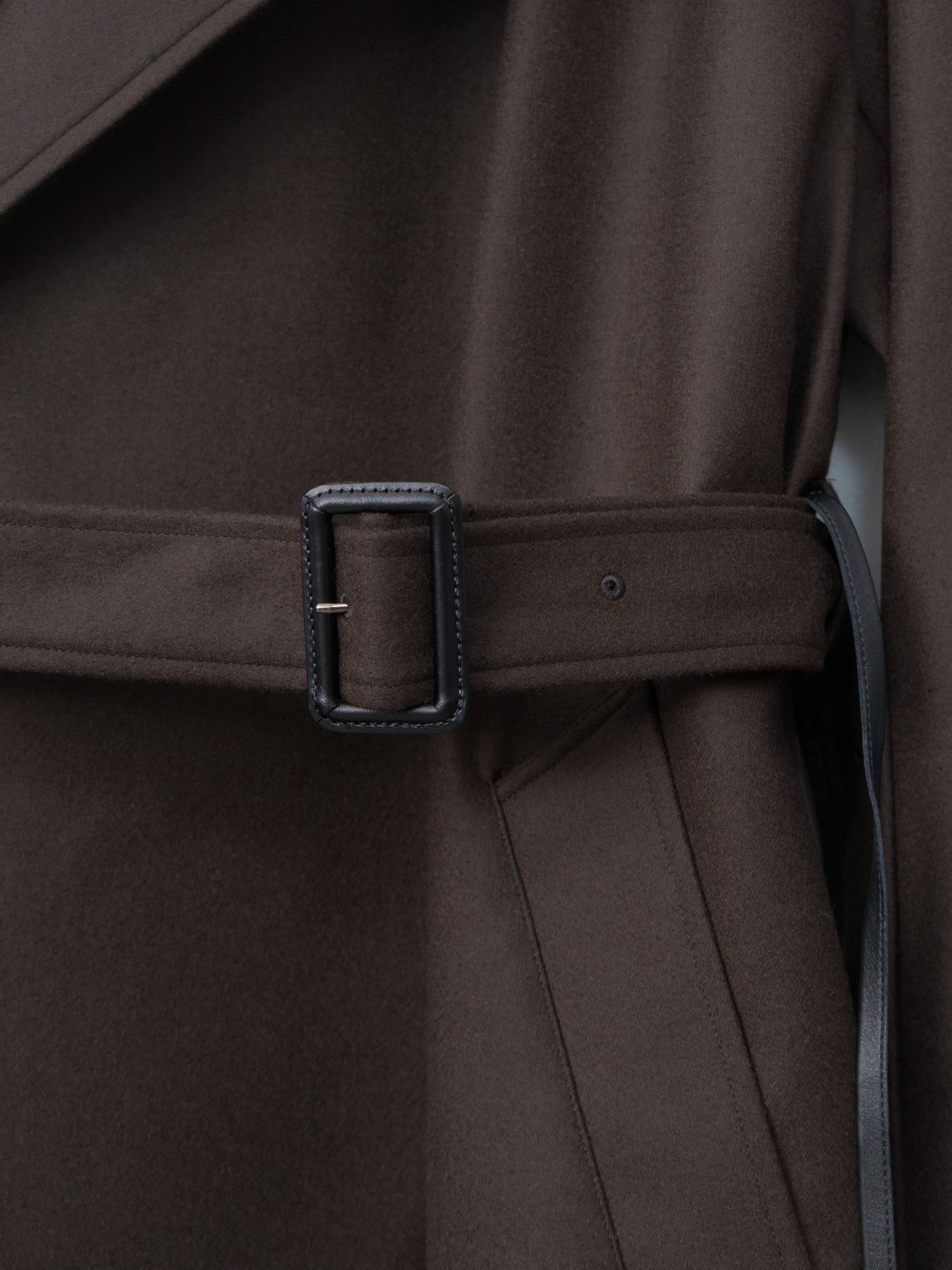 Namu Shop - ssstein Oversized Double Breasted Coat with Leather Tie - Gray Brown