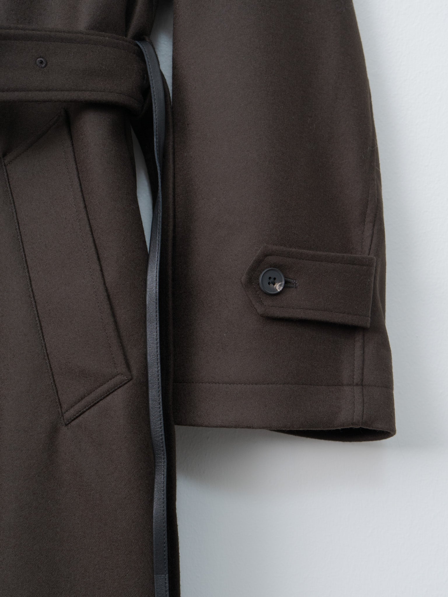 Namu Shop - ssstein Oversized Double Breasted Coat with Leather Tie - Gray Brown