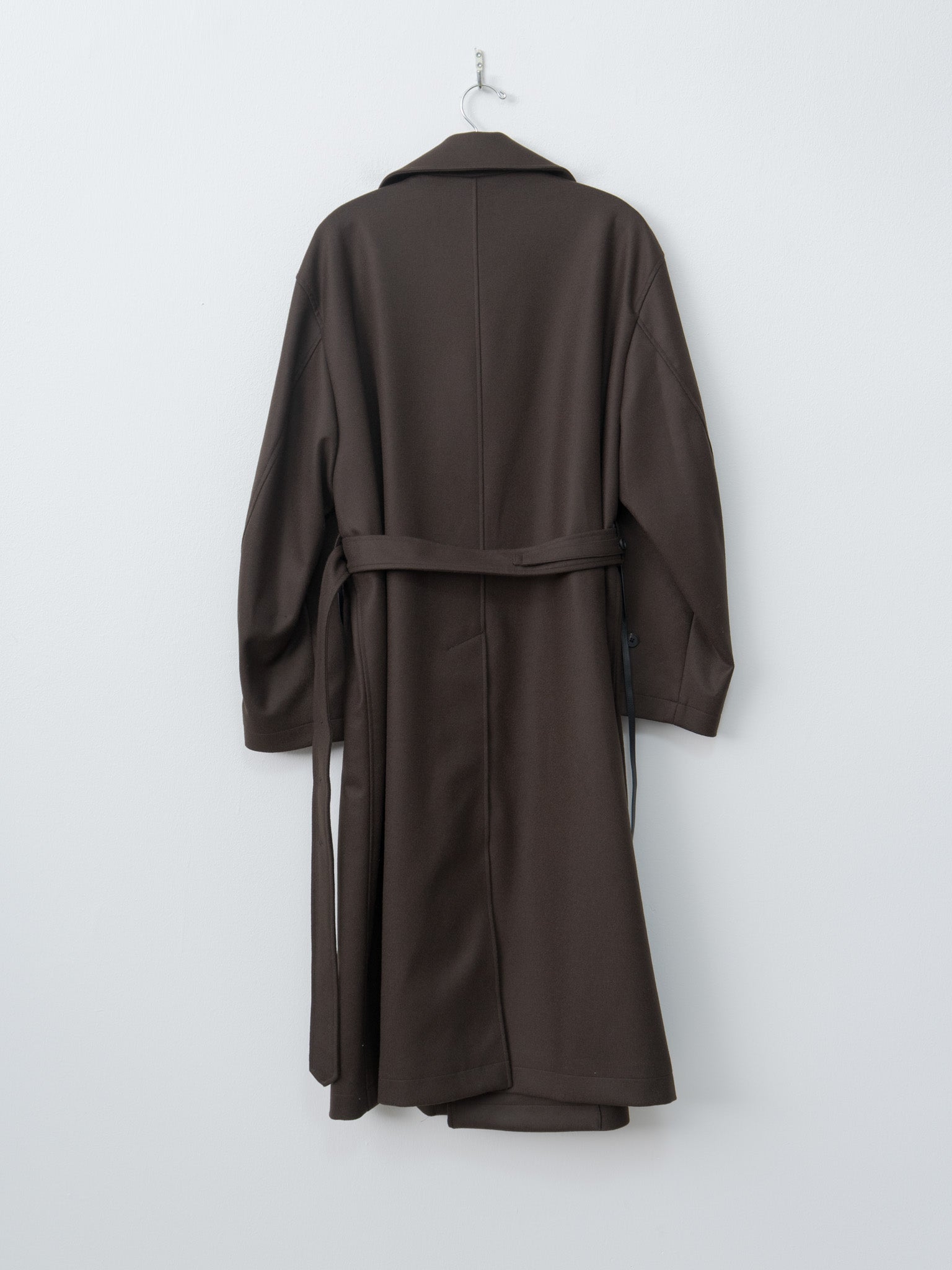 Namu Shop - ssstein Oversized Double Breasted Coat with Leather Tie - Gray Brown