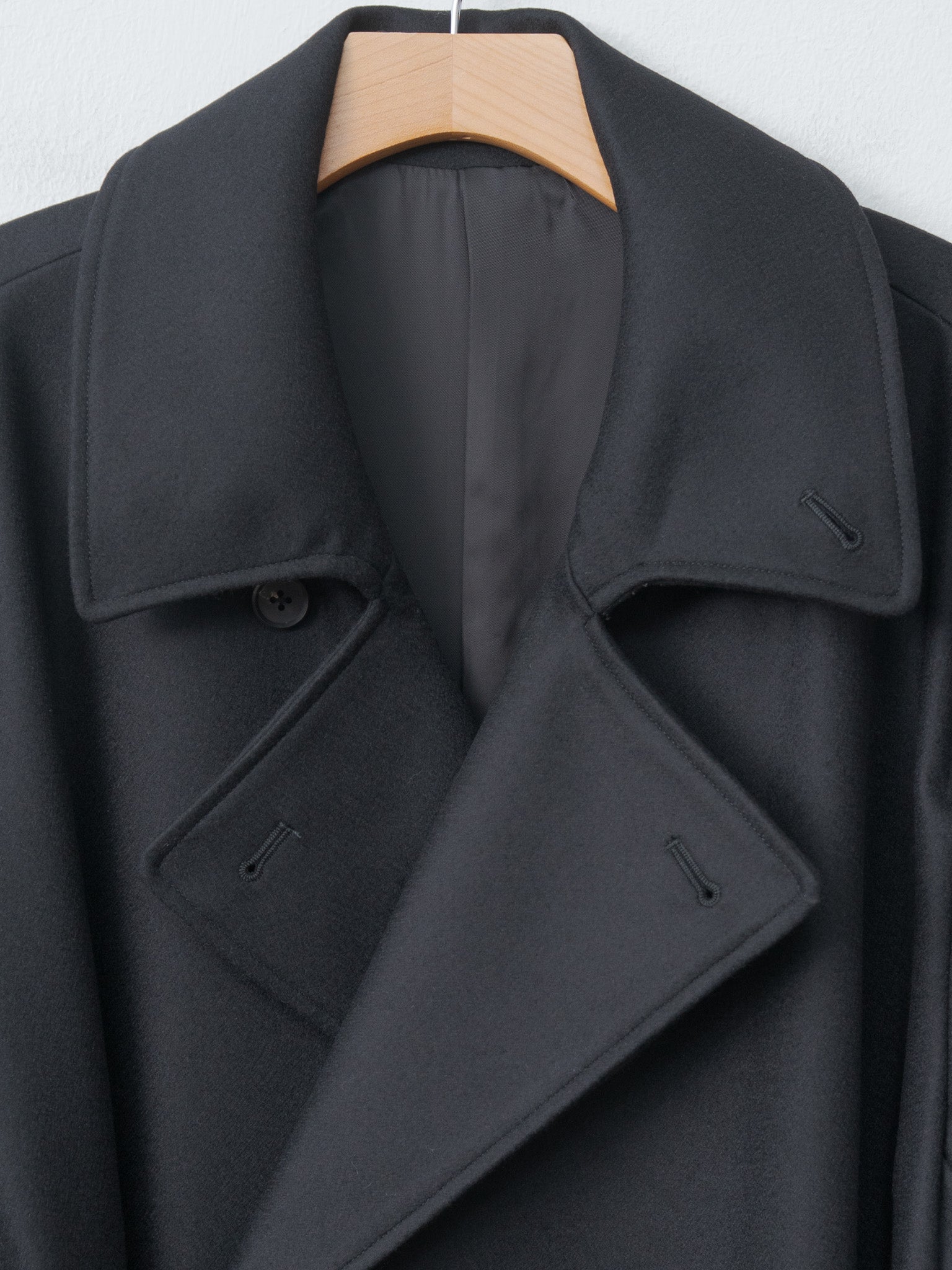 Namu Shop - ssstein Oversized Double Breasted Coat with Leather Tie - Black