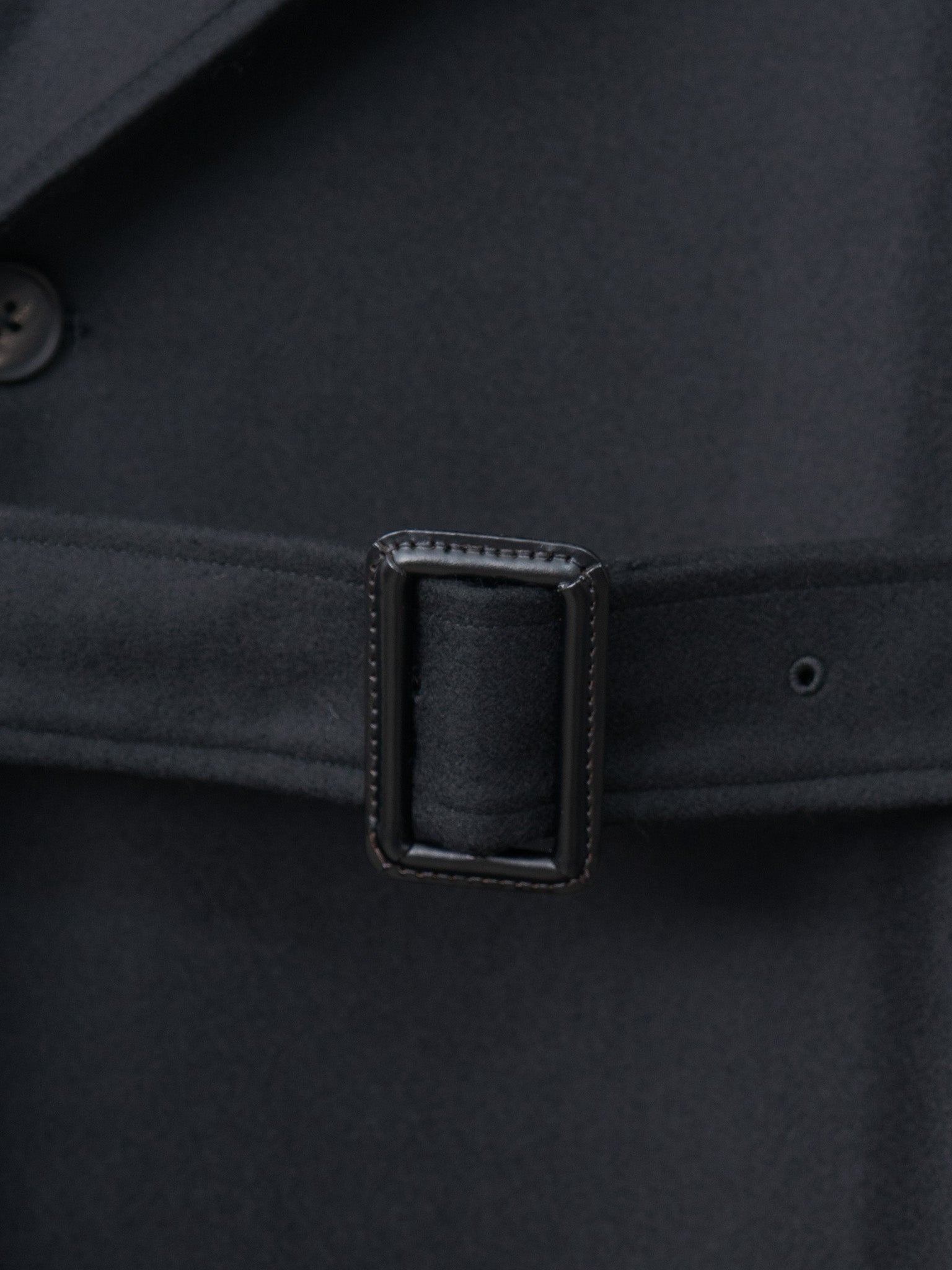 Namu Shop - ssstein Oversized Double Breasted Coat with Leather Tie - Black