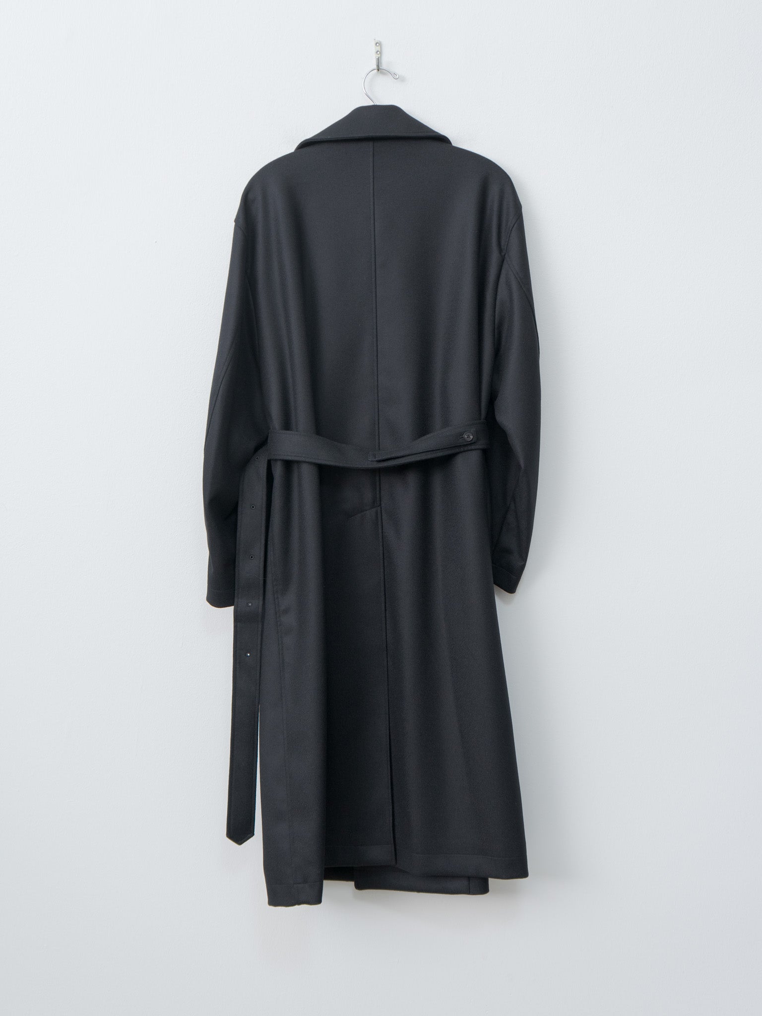 Namu Shop - ssstein Oversized Double Breasted Coat with Leather Tie - Black