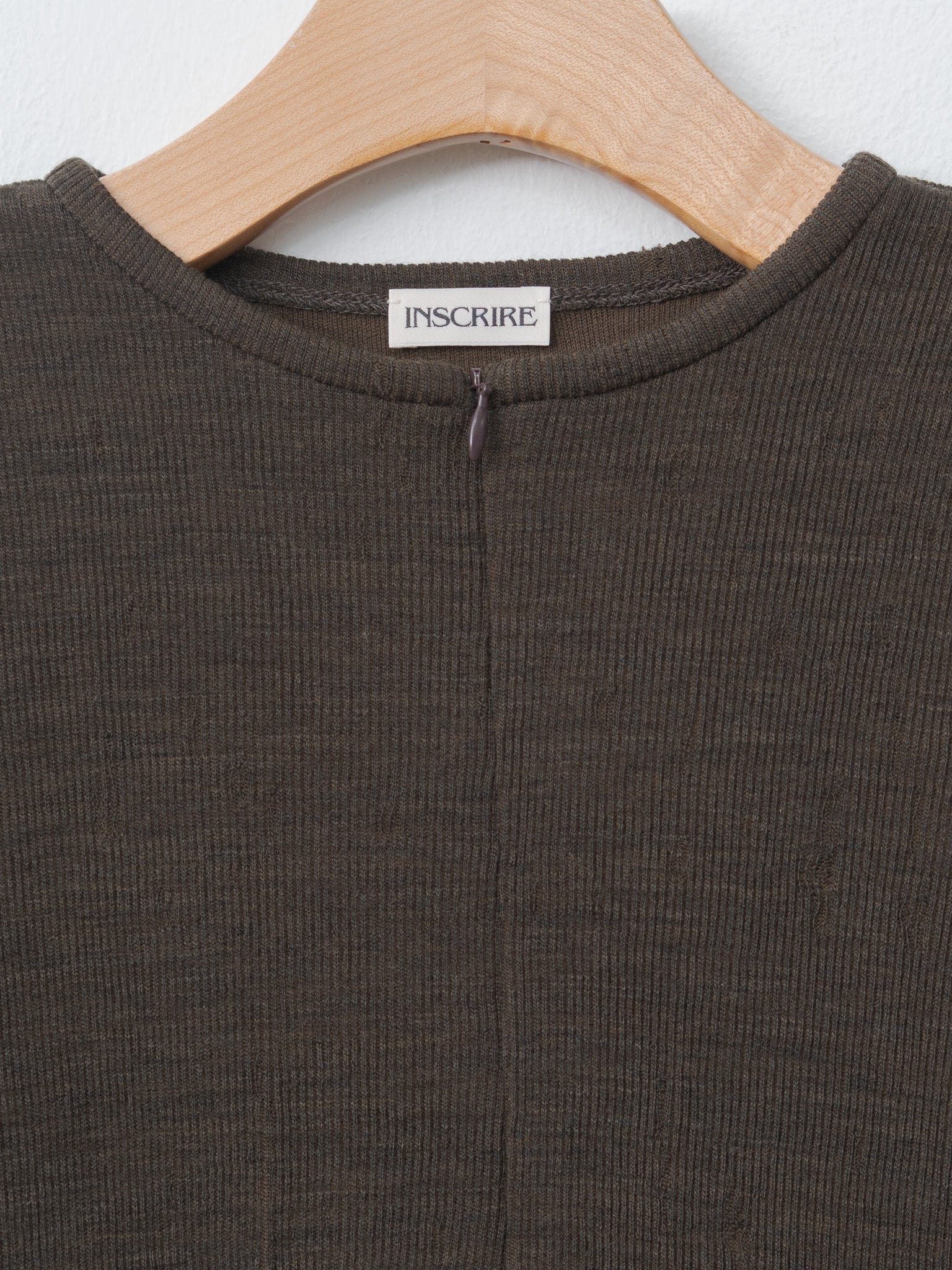 Namu Shop - Inscrire Plating Rib Zip Up Tee - Dark Brown