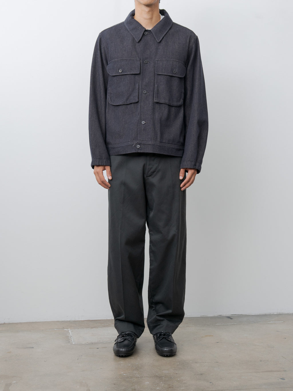 Namu Shop - Document Cashmere Denim Trucker Jacket - Navy