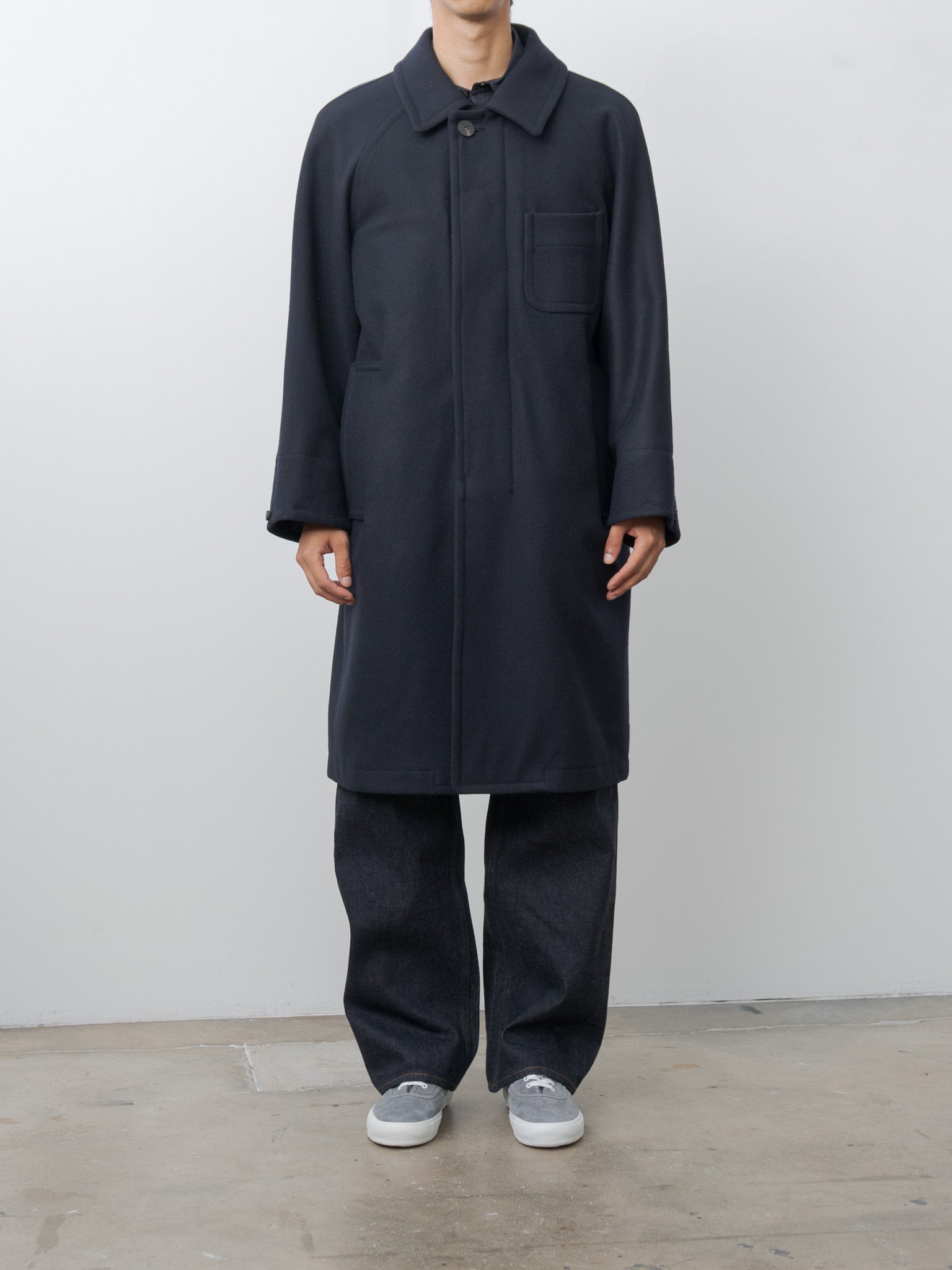 Namu Shop - Document Light Wool Melton Coat - Navy
