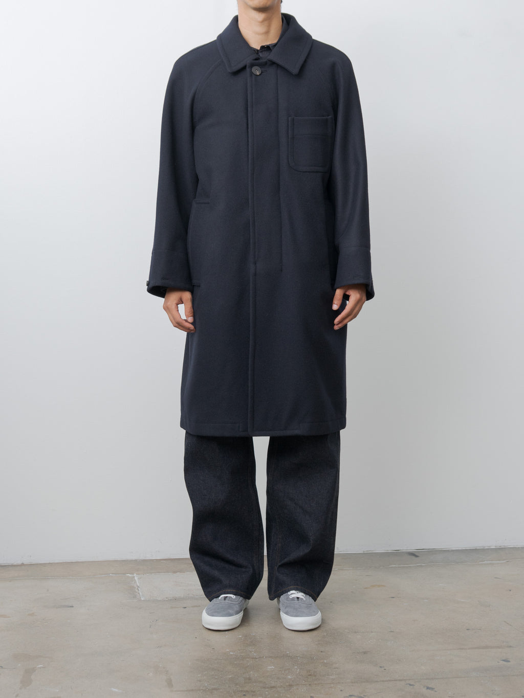 Namu Shop - Document Light Wool Melton Coat - Navy