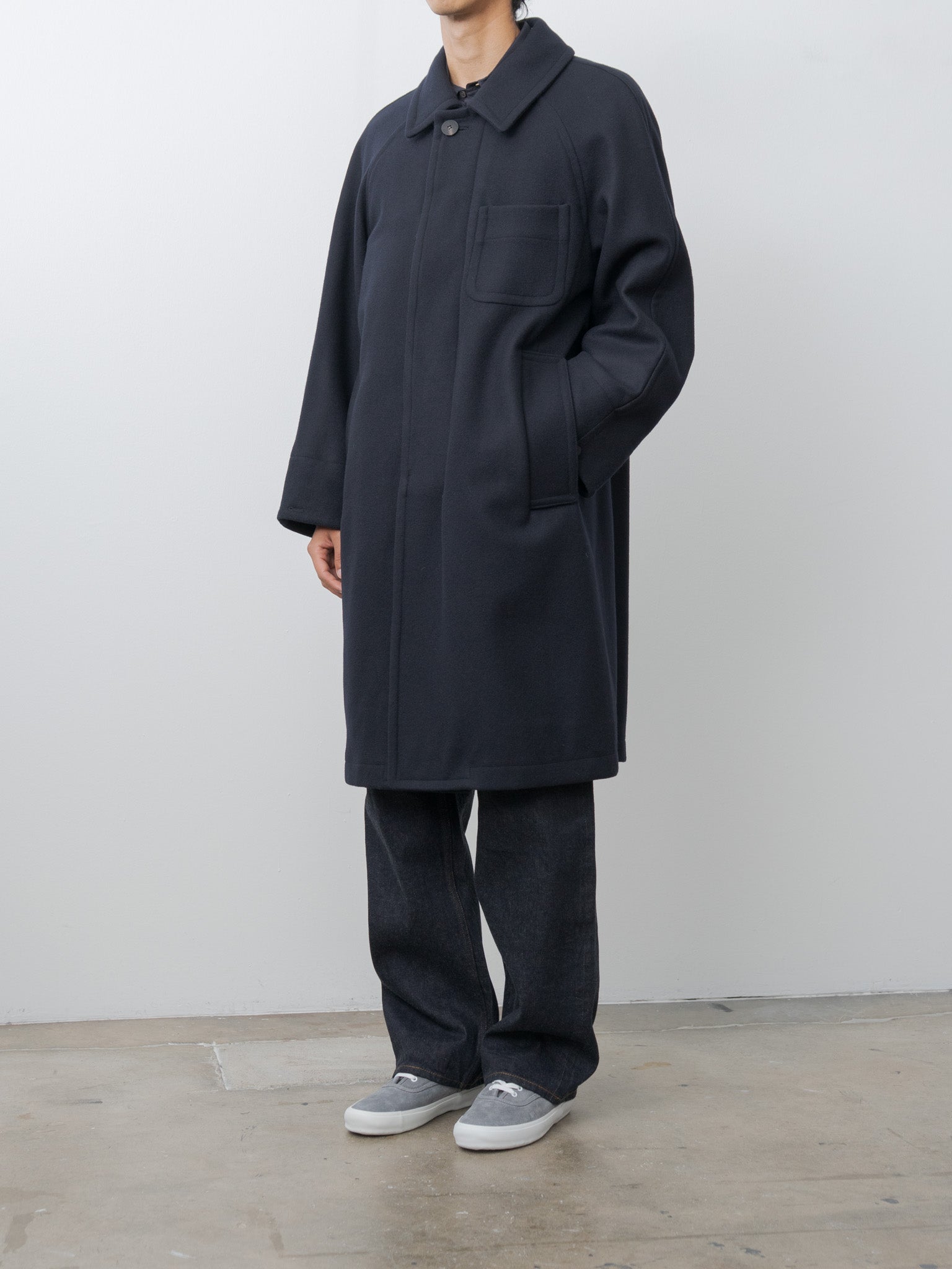 Namu Shop - Document Light Wool Melton Coat - Navy