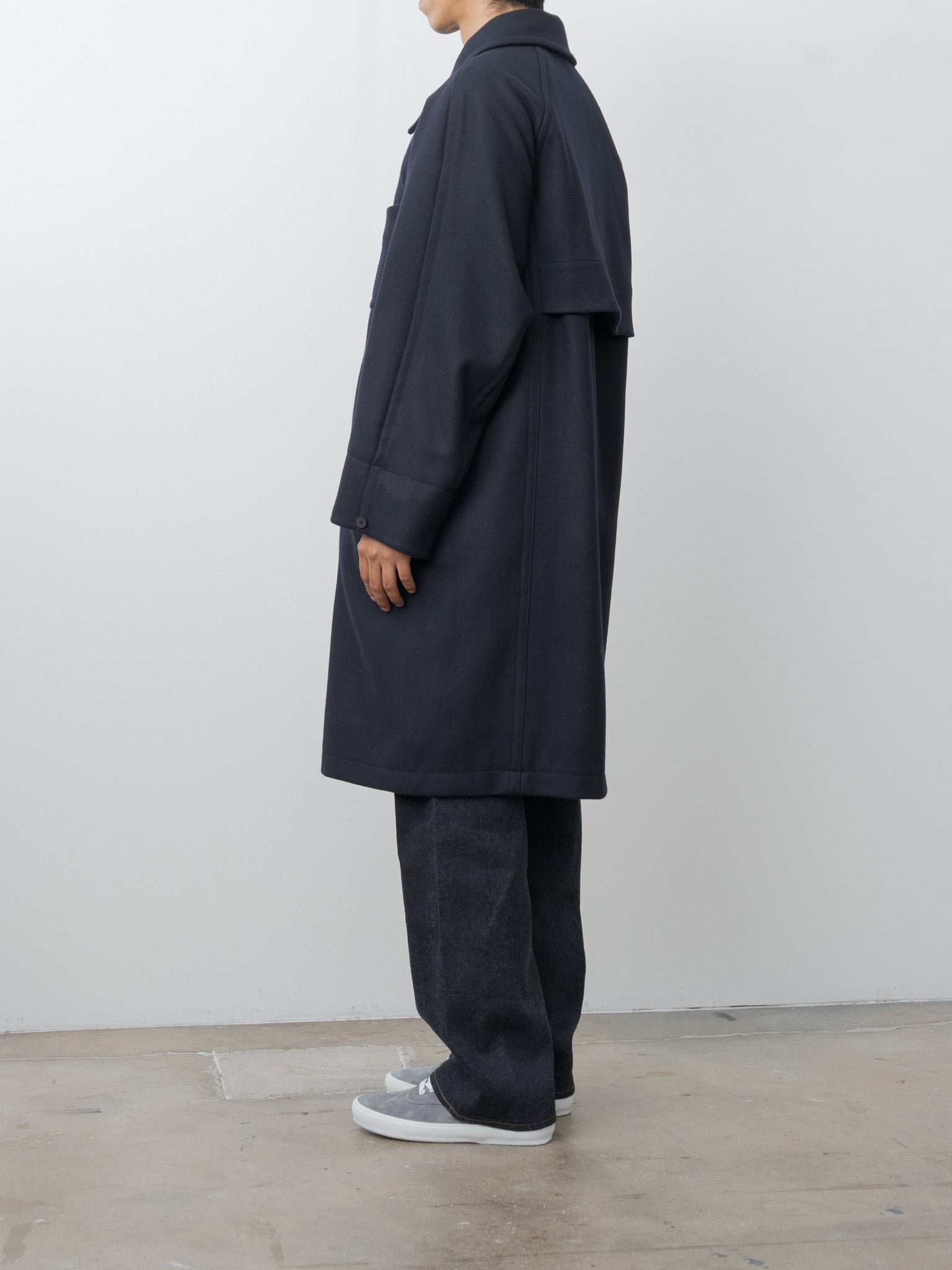 Namu Shop - Document Light Wool Melton Coat - Navy