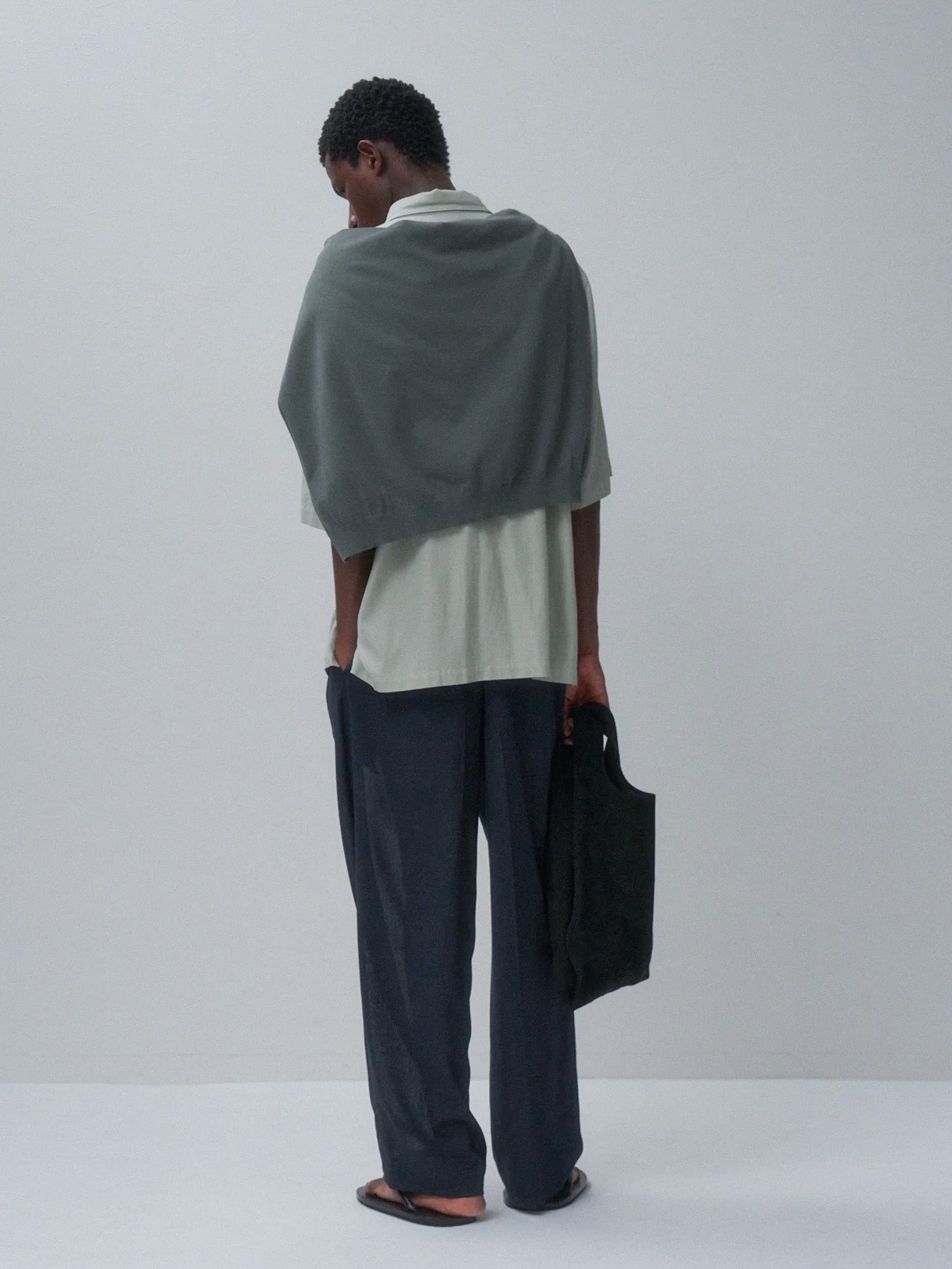 Namu Shop - Aton Cotton Silk Viera Loose Fit Half Sleeve Shirt - Green