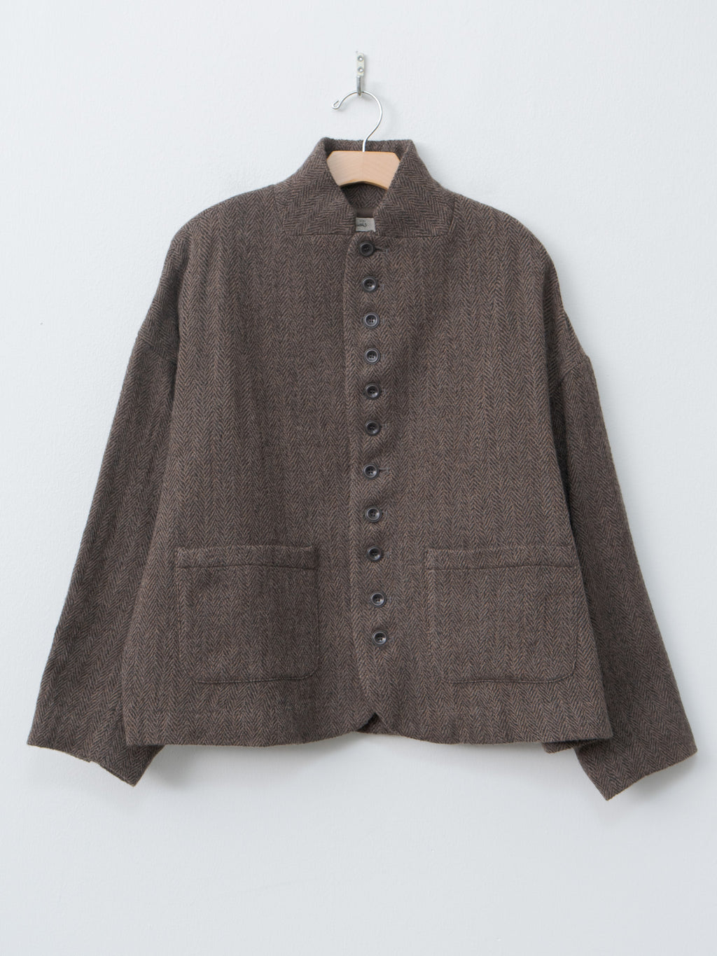 Namu Shop - Ichi Antiquites Wool Herringbone Jacket - Brown