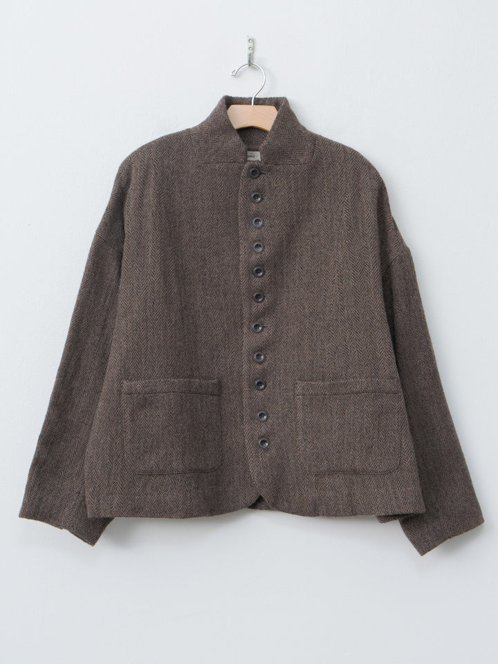 Namu Shop - Ichi Antiquites Wool Herringbone Jacket - Brown