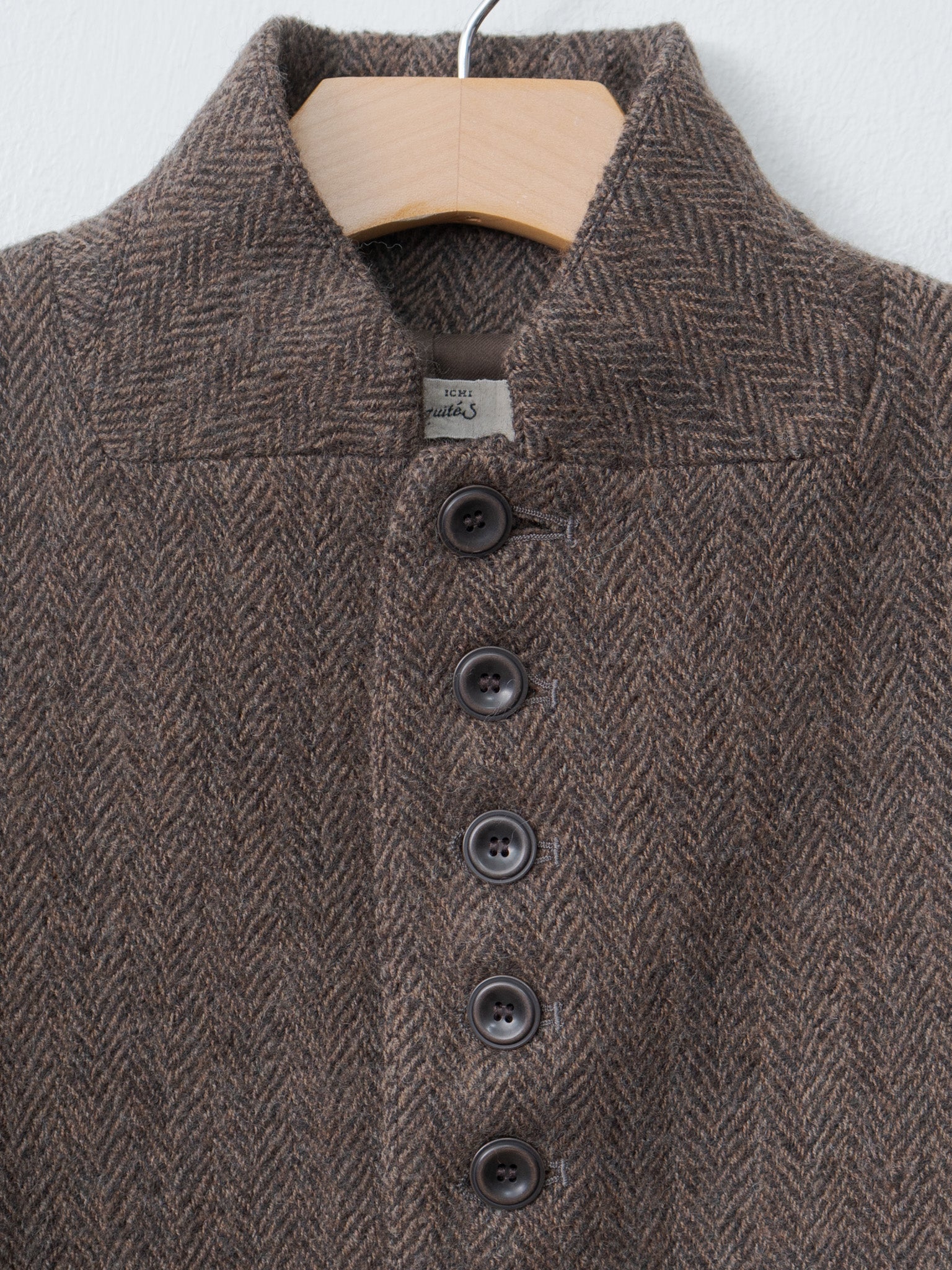 Namu Shop - Ichi Antiquites Wool Herringbone Jacket - Brown
