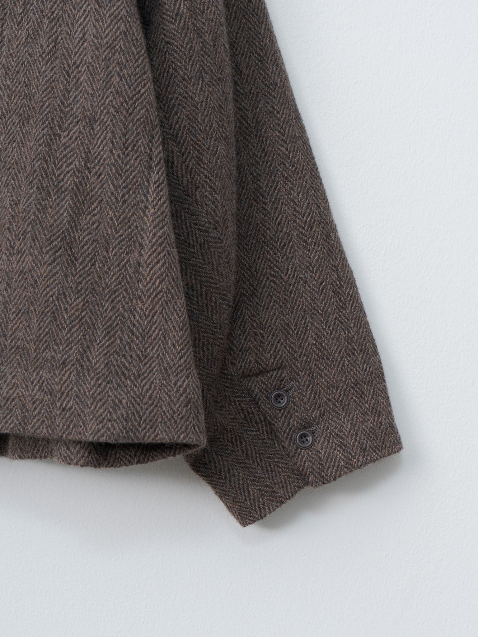 Namu Shop - Ichi Antiquites Wool Herringbone Jacket - Brown