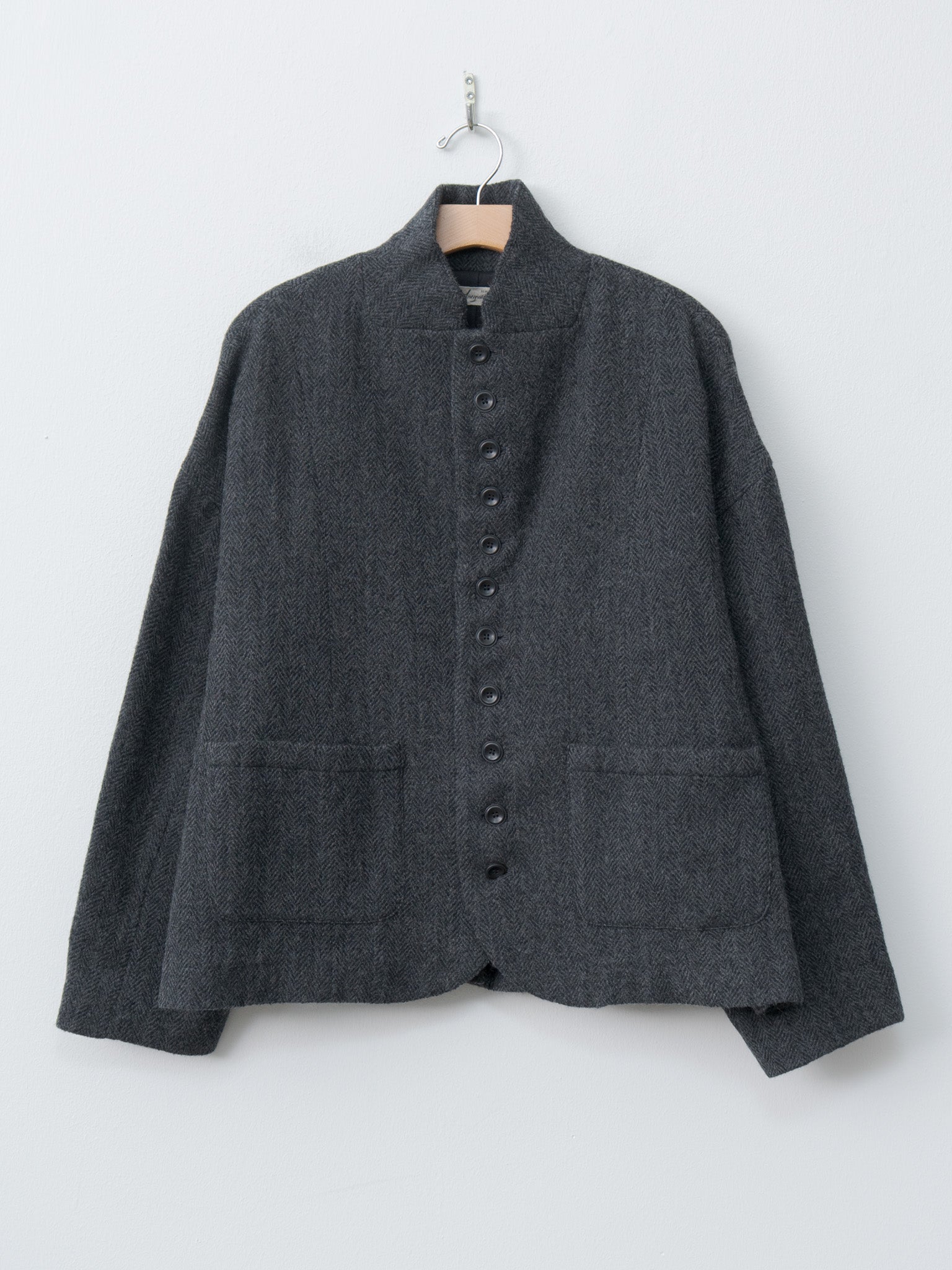 Namu Shop - Ichi Antiquites Wool Herringbone Jacket - Black